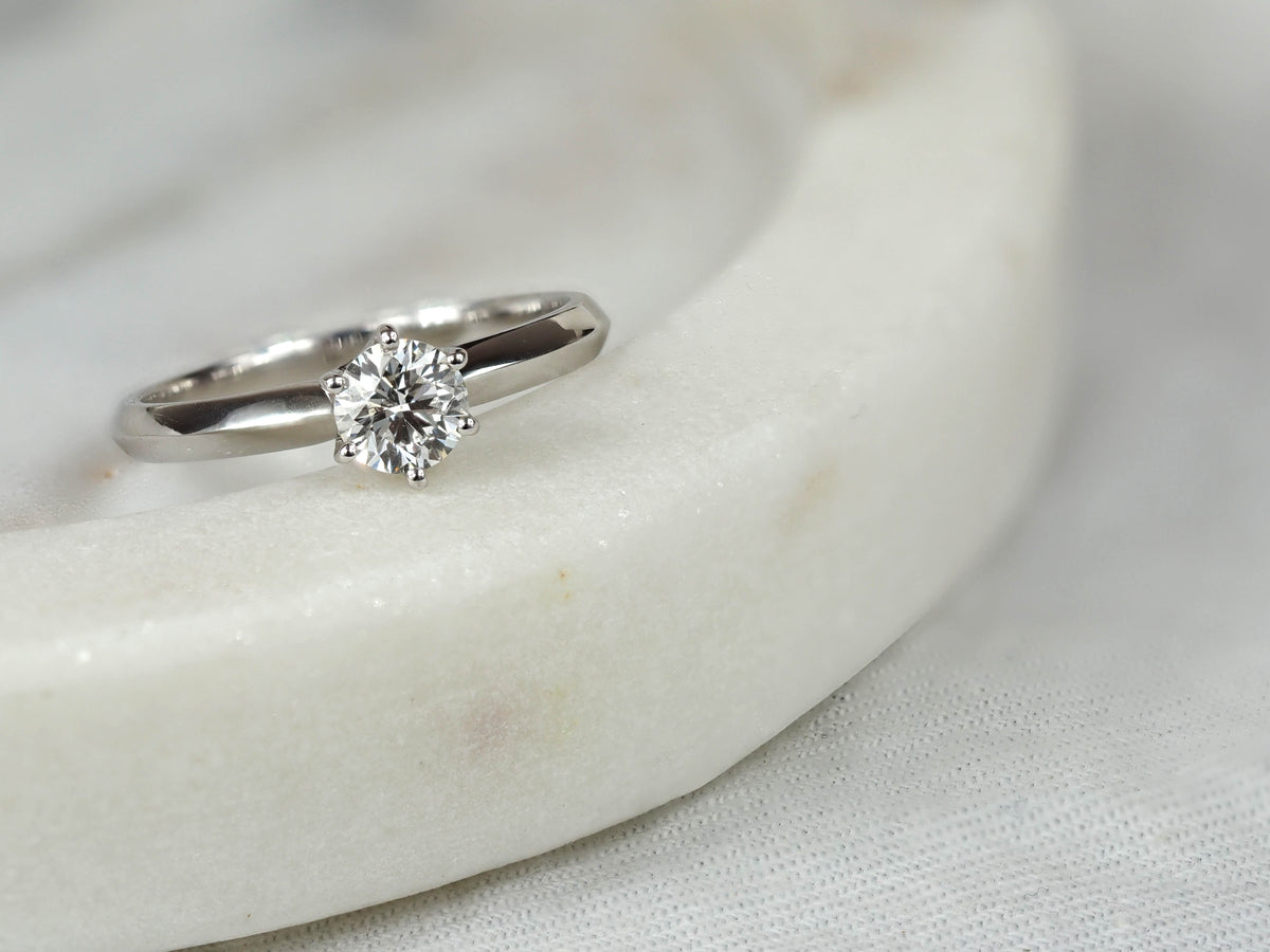 18ct White Gold Round Diamond Engagement Ring, 0.50ct