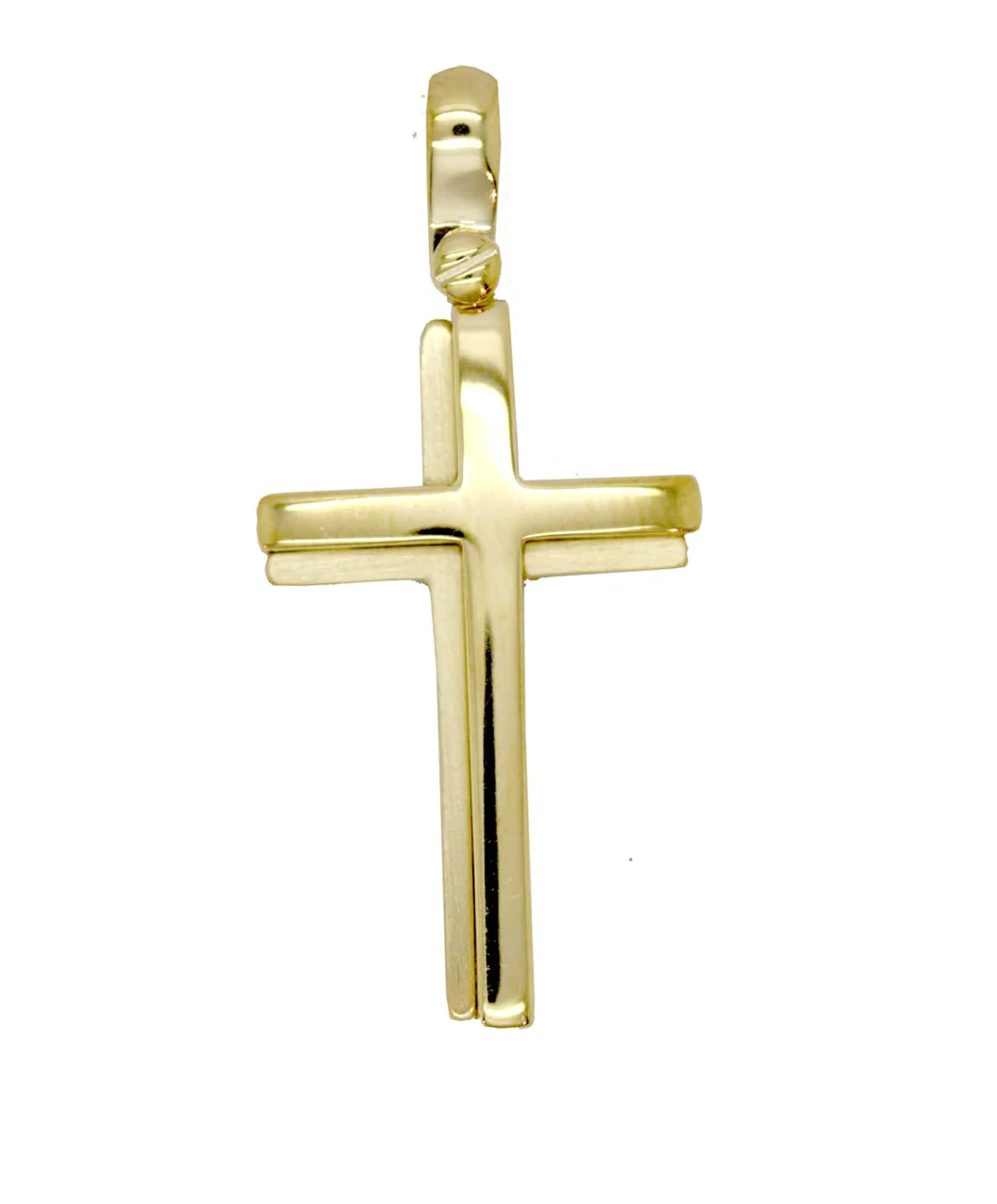 18ct Yellow Gold Solid Raised Cross Pendant, 25mm