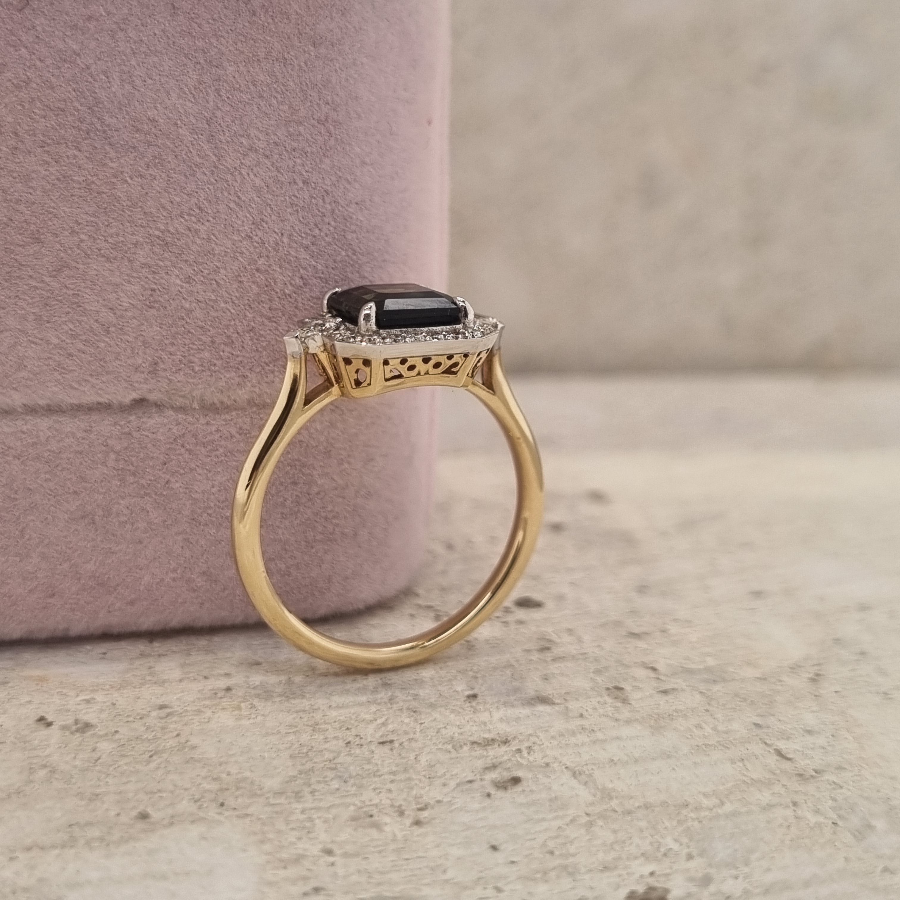 18ct Yellow and White Gold Green Tourmaline & Diamond Ring