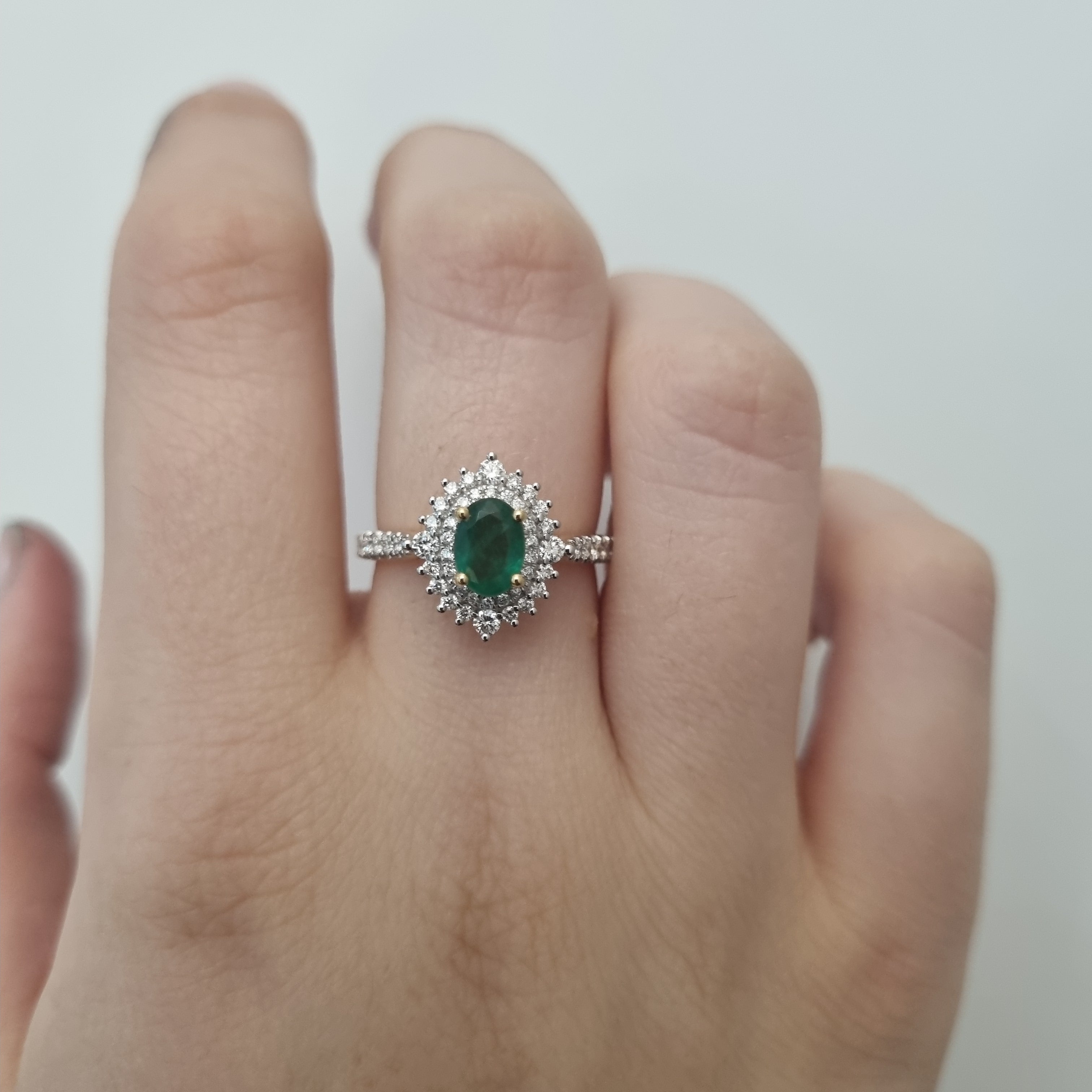 18ct Yellow and White Gold Emerald and Diamond ring