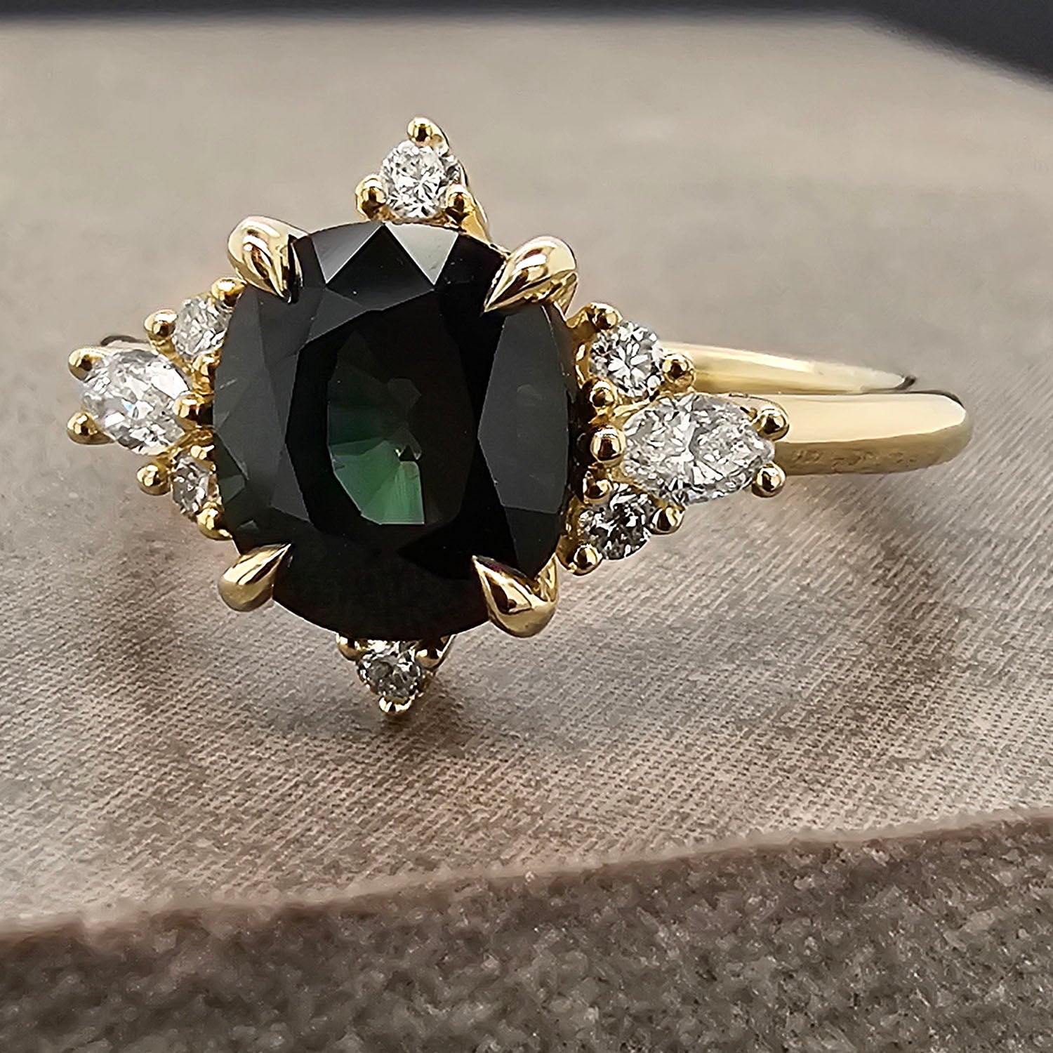 9ct Yellow Gold Sapphire and Diamond Ring