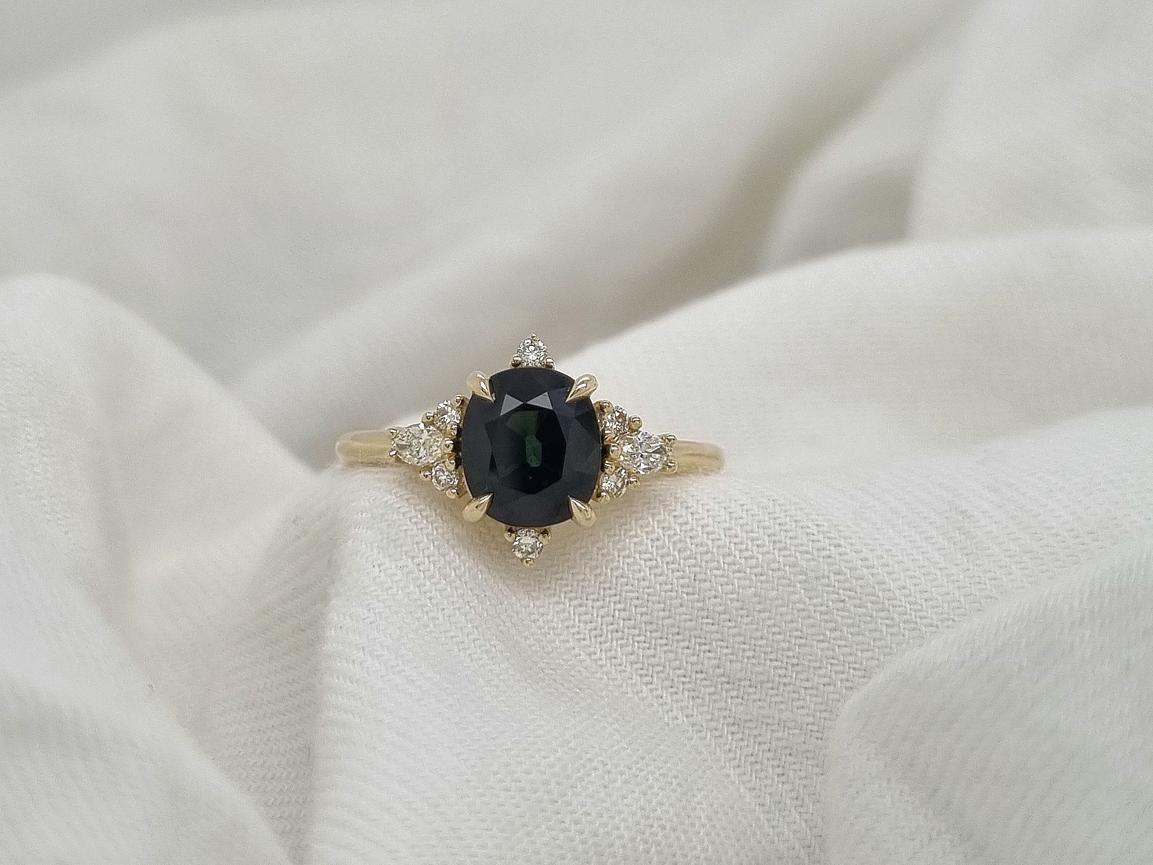 9ct Yellow Gold Sapphire and Diamond Ring