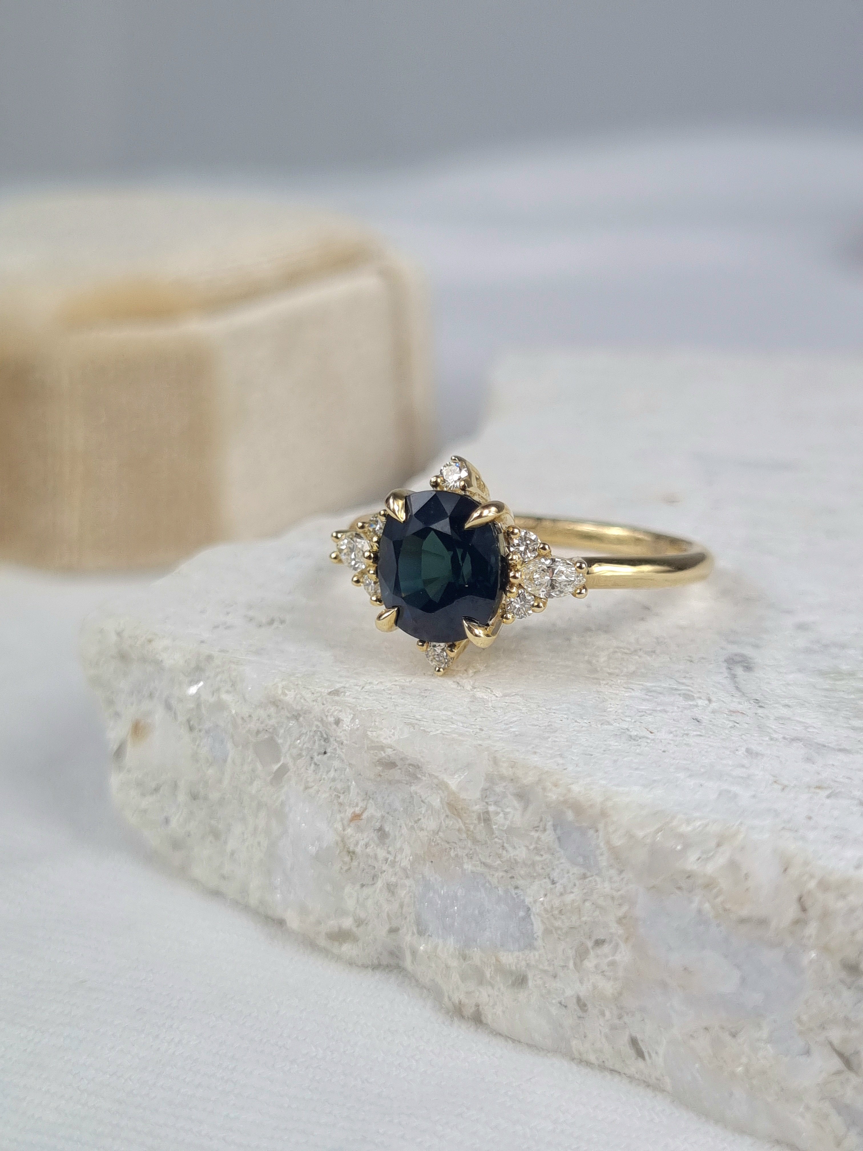 9ct Yellow Gold Sapphire and Diamond Ring