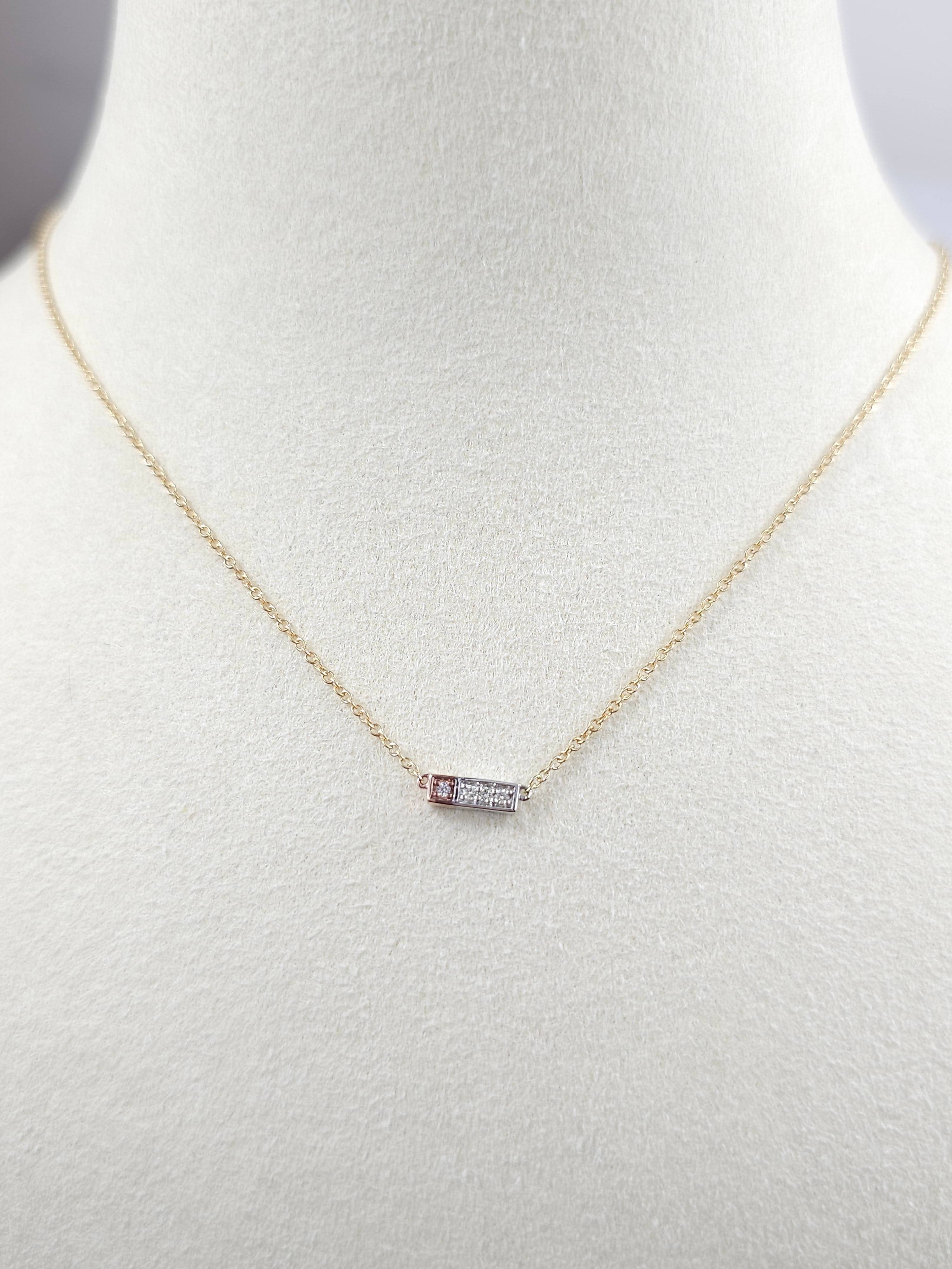 9ct Yellow, Rose and White Gold 'Pink Caviar' Argyle Diamond necklet, 0.03ct total