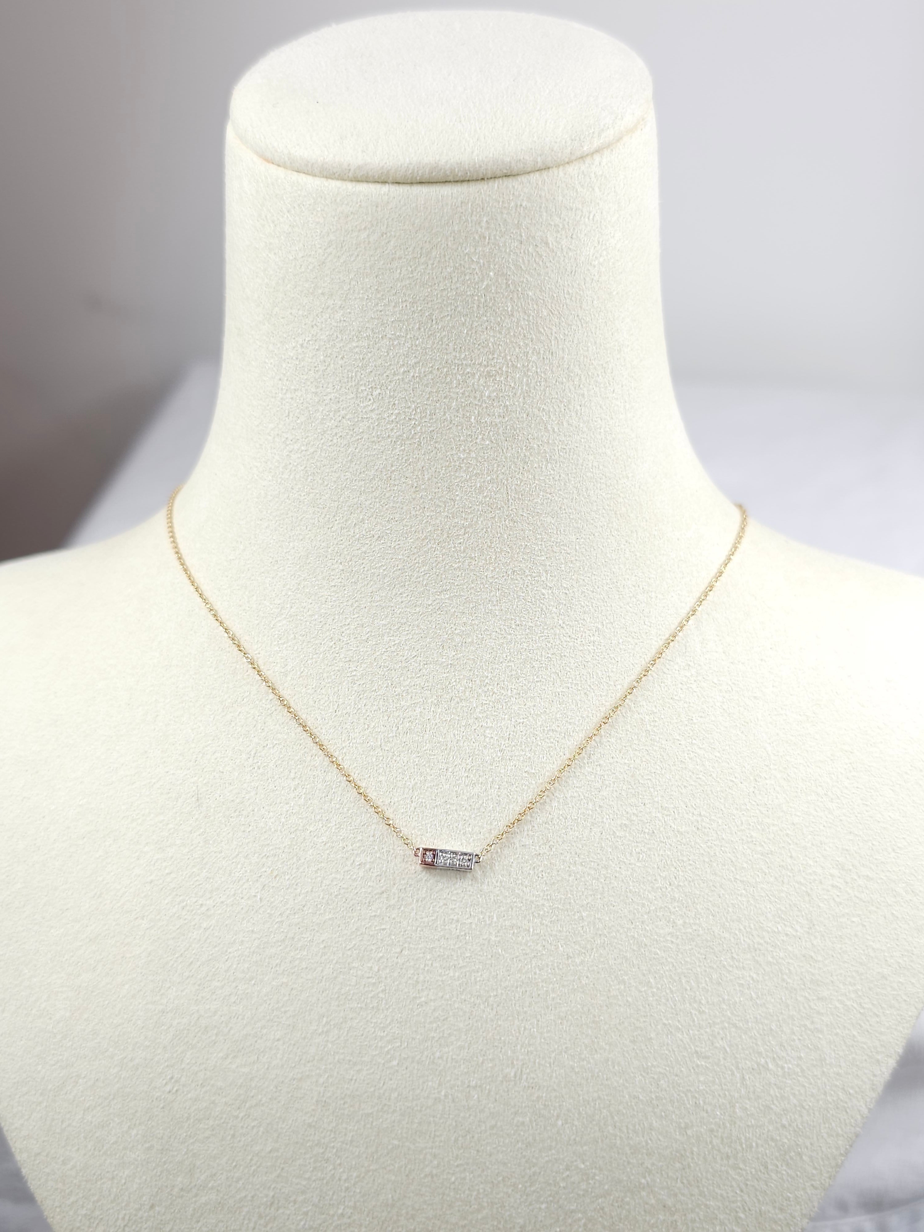 9ct Yellow, Rose and White Gold 'Pink Caviar' Argyle Diamond necklet, 0.03ct total