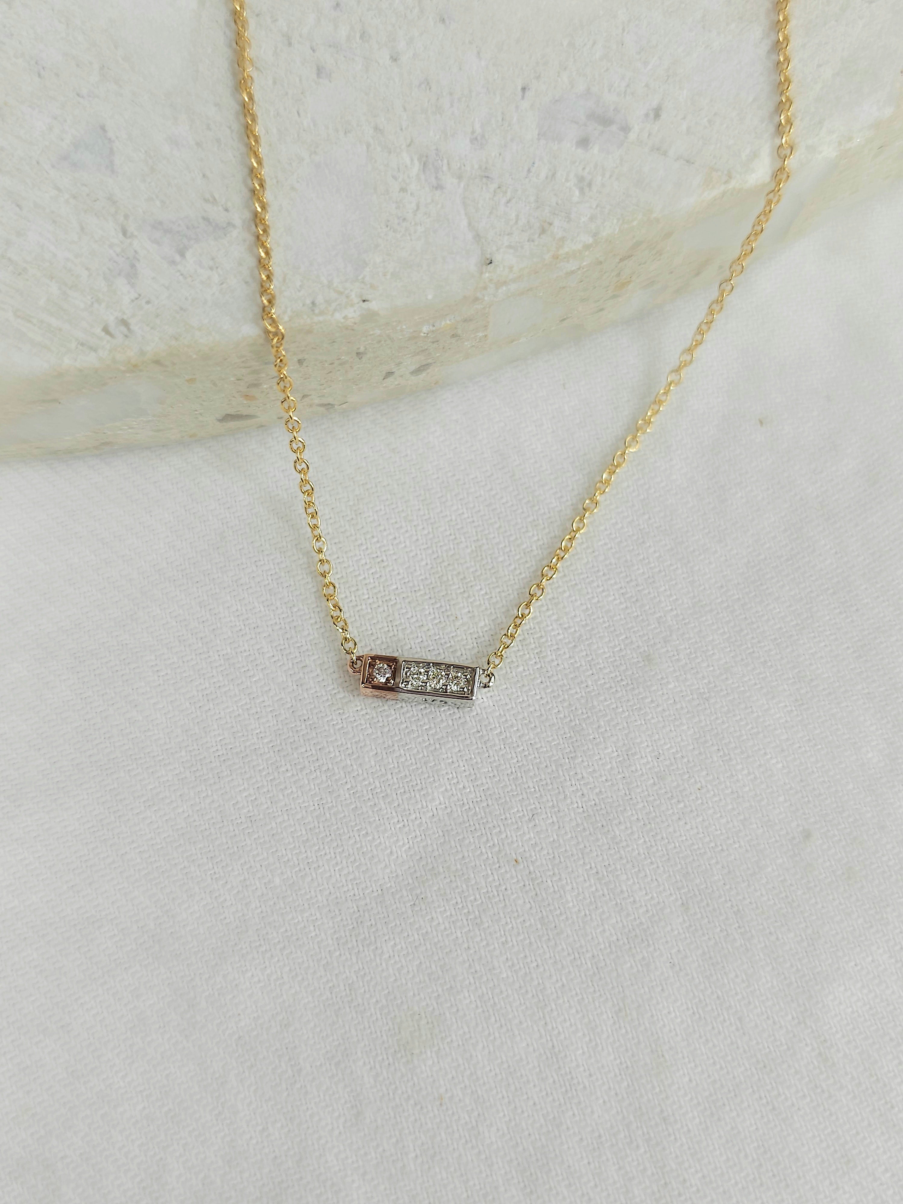 9ct Yellow, Rose and White Gold 'Pink Caviar' Argyle Diamond necklet, 0.03ct total