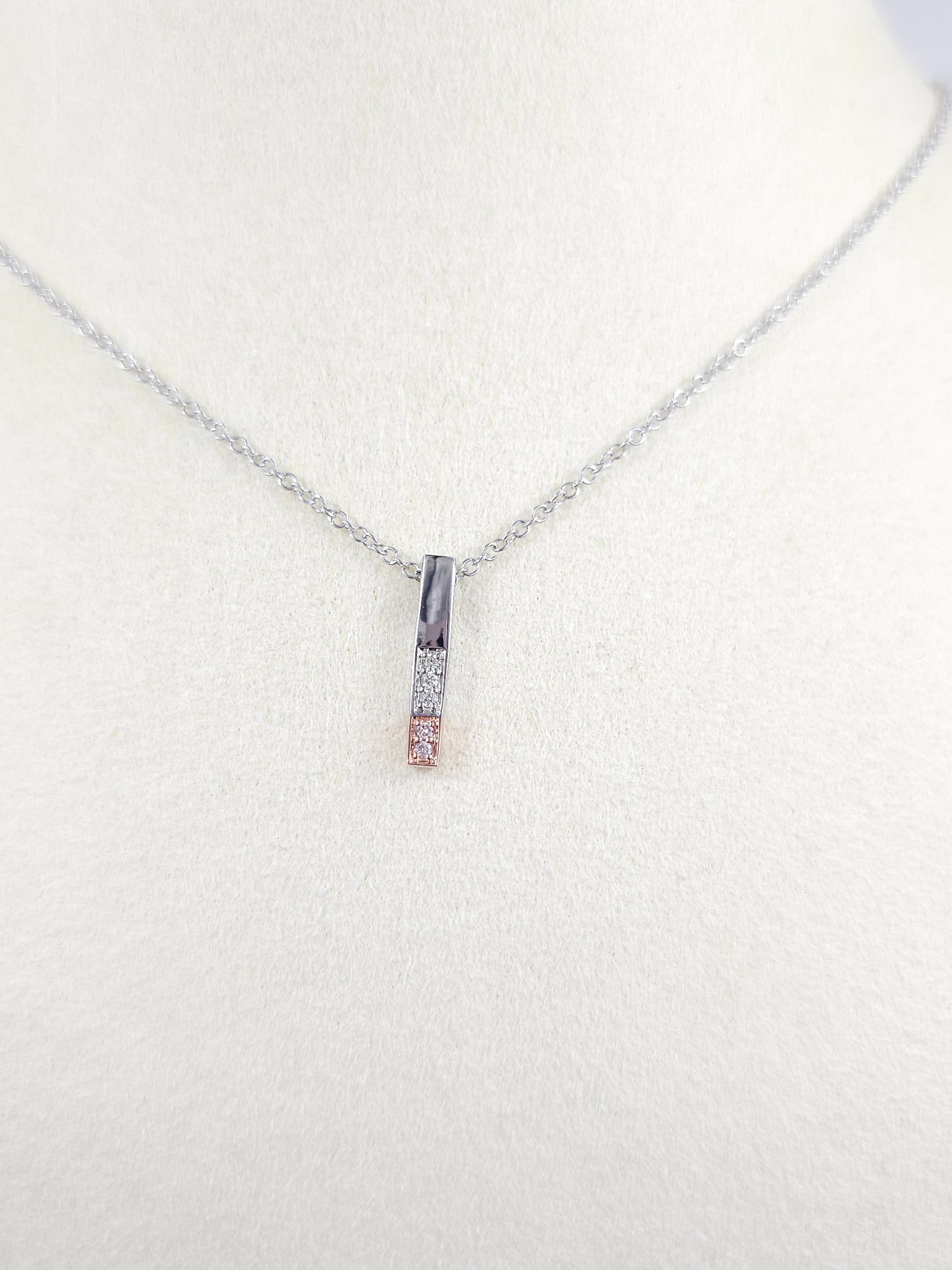 9ct Rose and White Gold Pink Diamond and Diamond Pendant