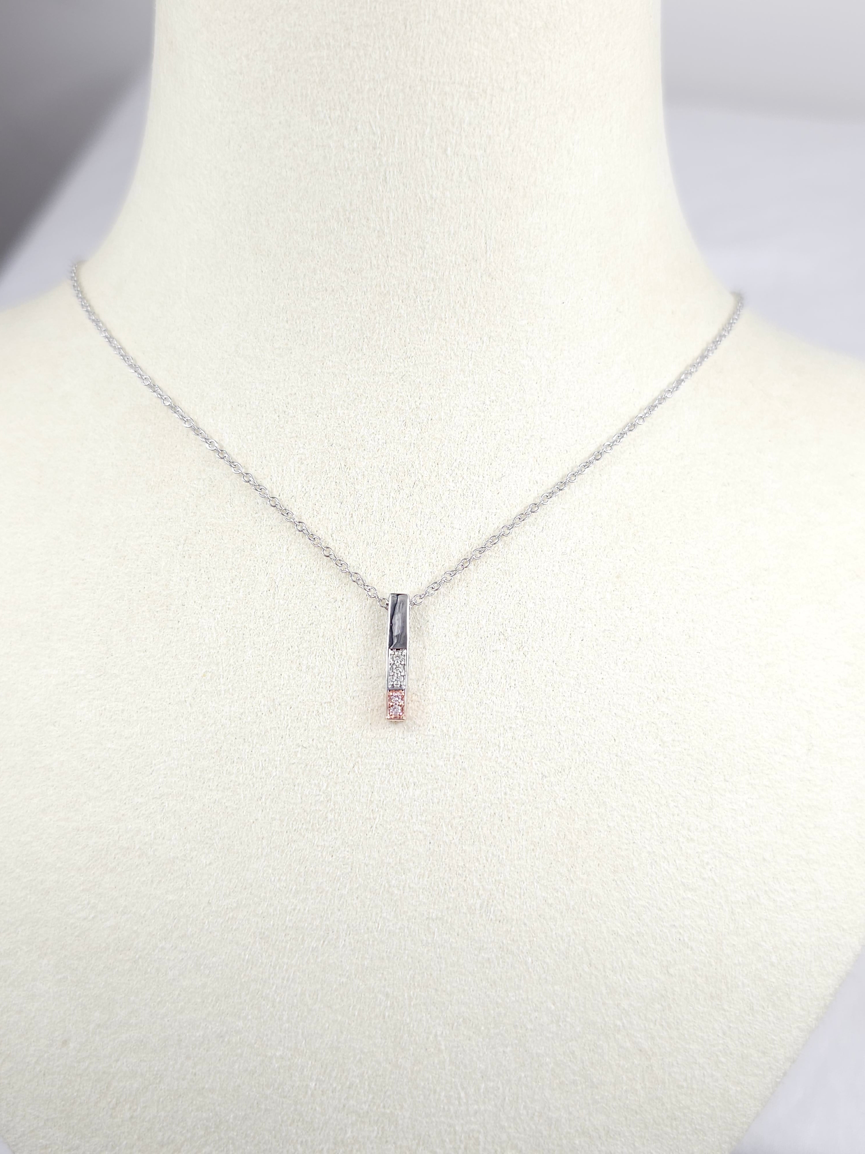 9ct Rose and White Gold Pink Diamond and Diamond Pendant