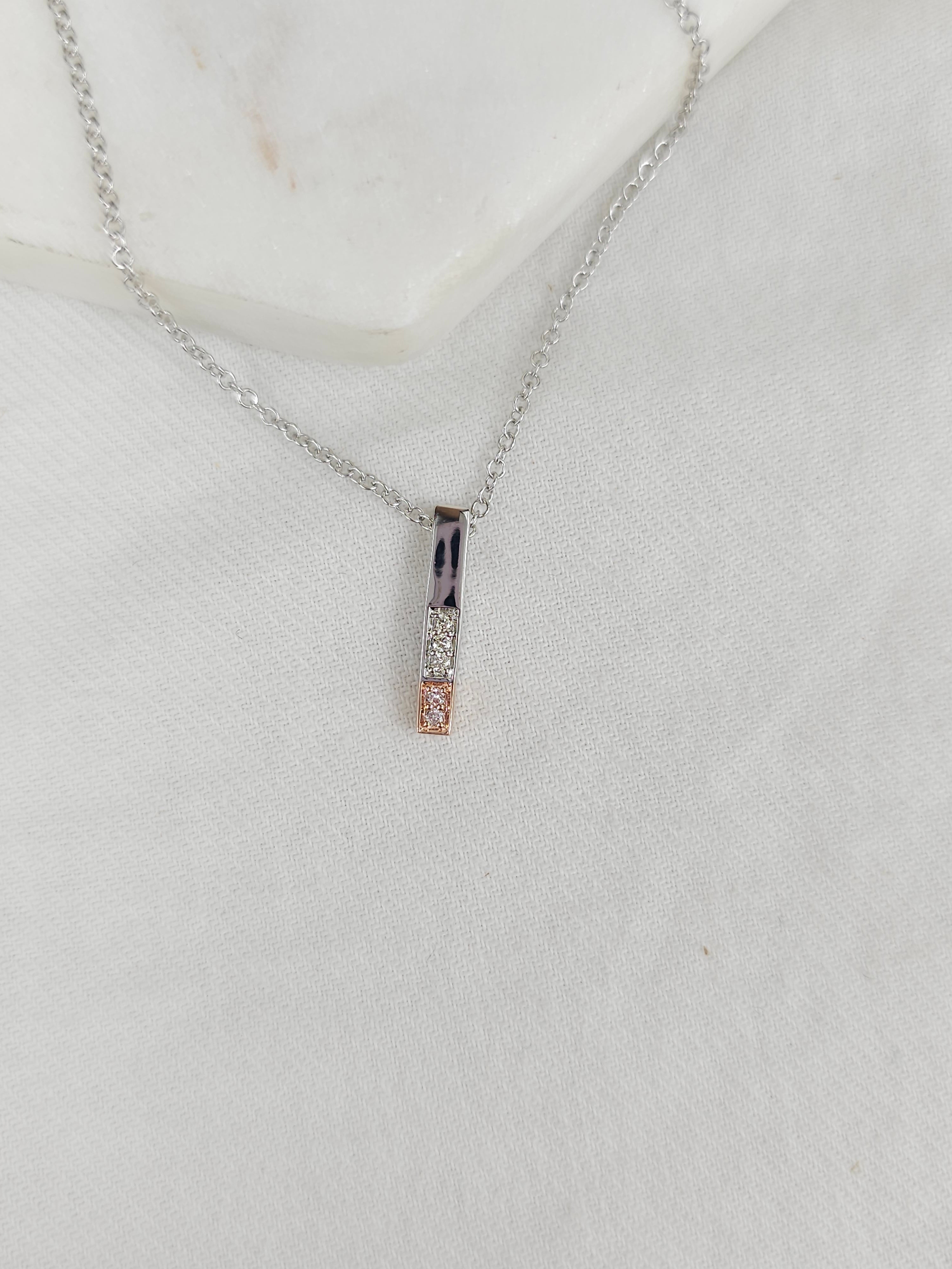9ct Rose and White Gold Pink Diamond and Diamond Pendant
