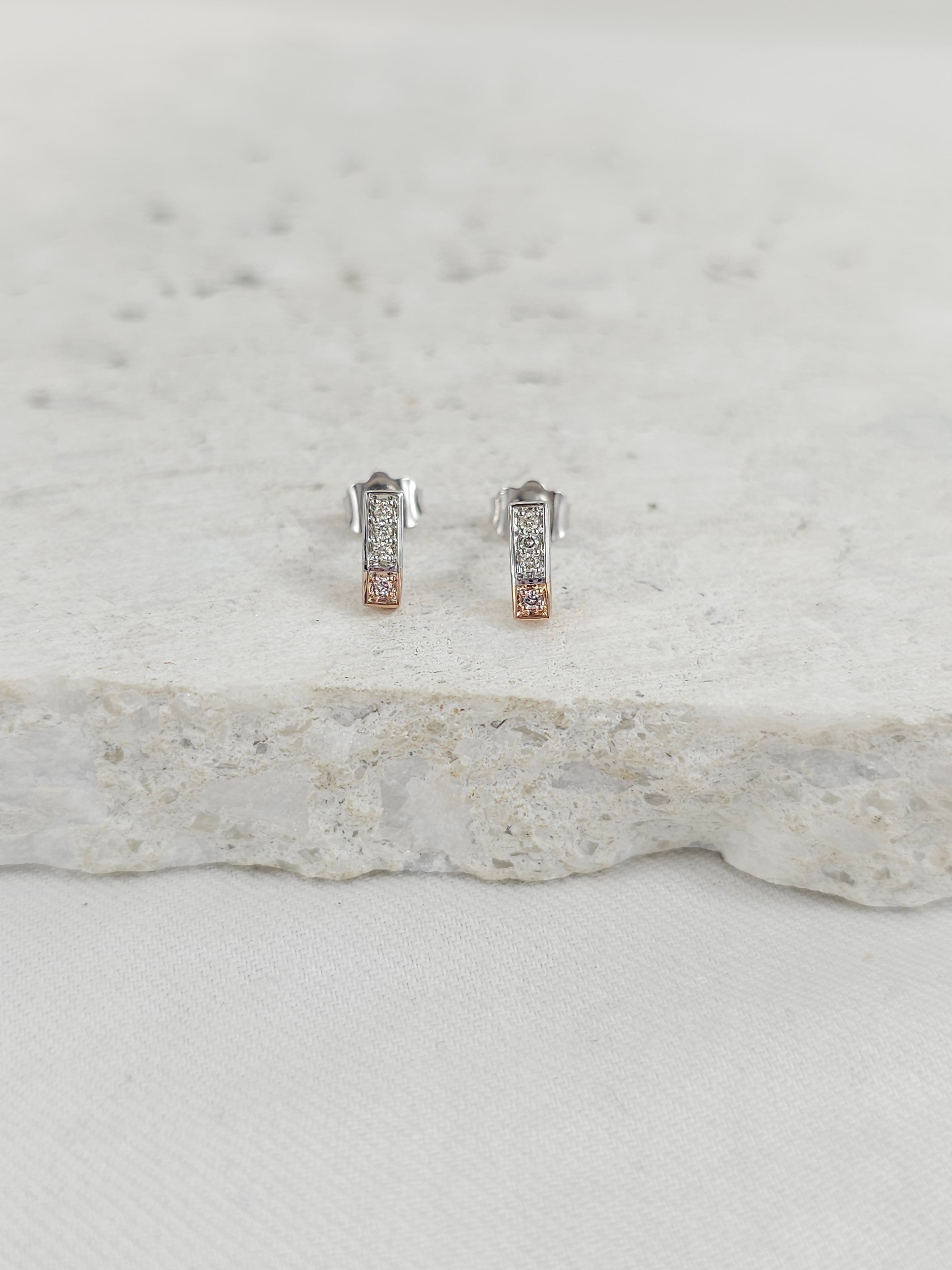 9ct Rose and White Gold 'Pink Caviar' Argyle Diamond stud earrings, 0.05ct total