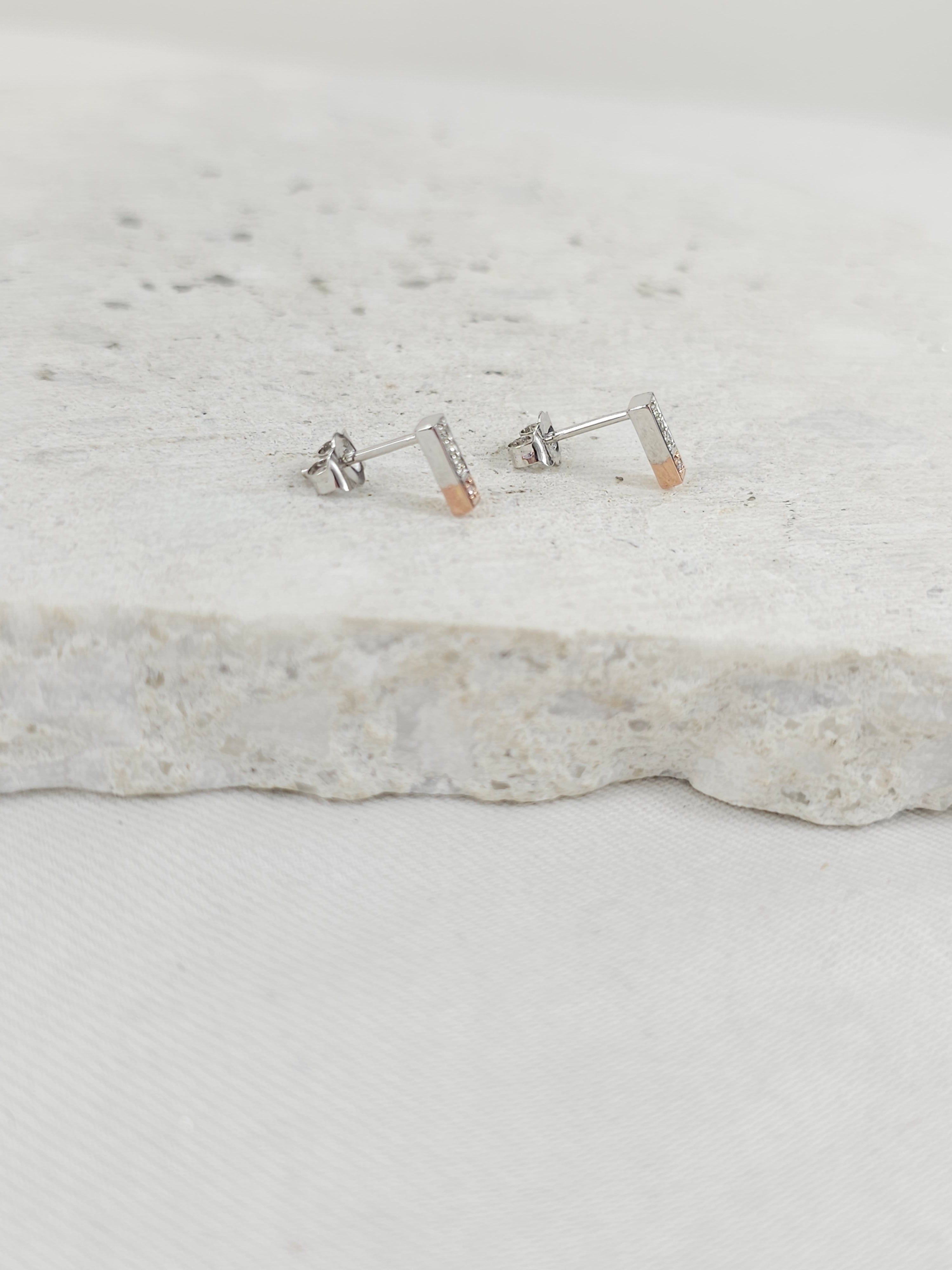 9ct Rose and White Gold 'Pink Caviar' Argyle Diamond stud earrings, 0.05ct total