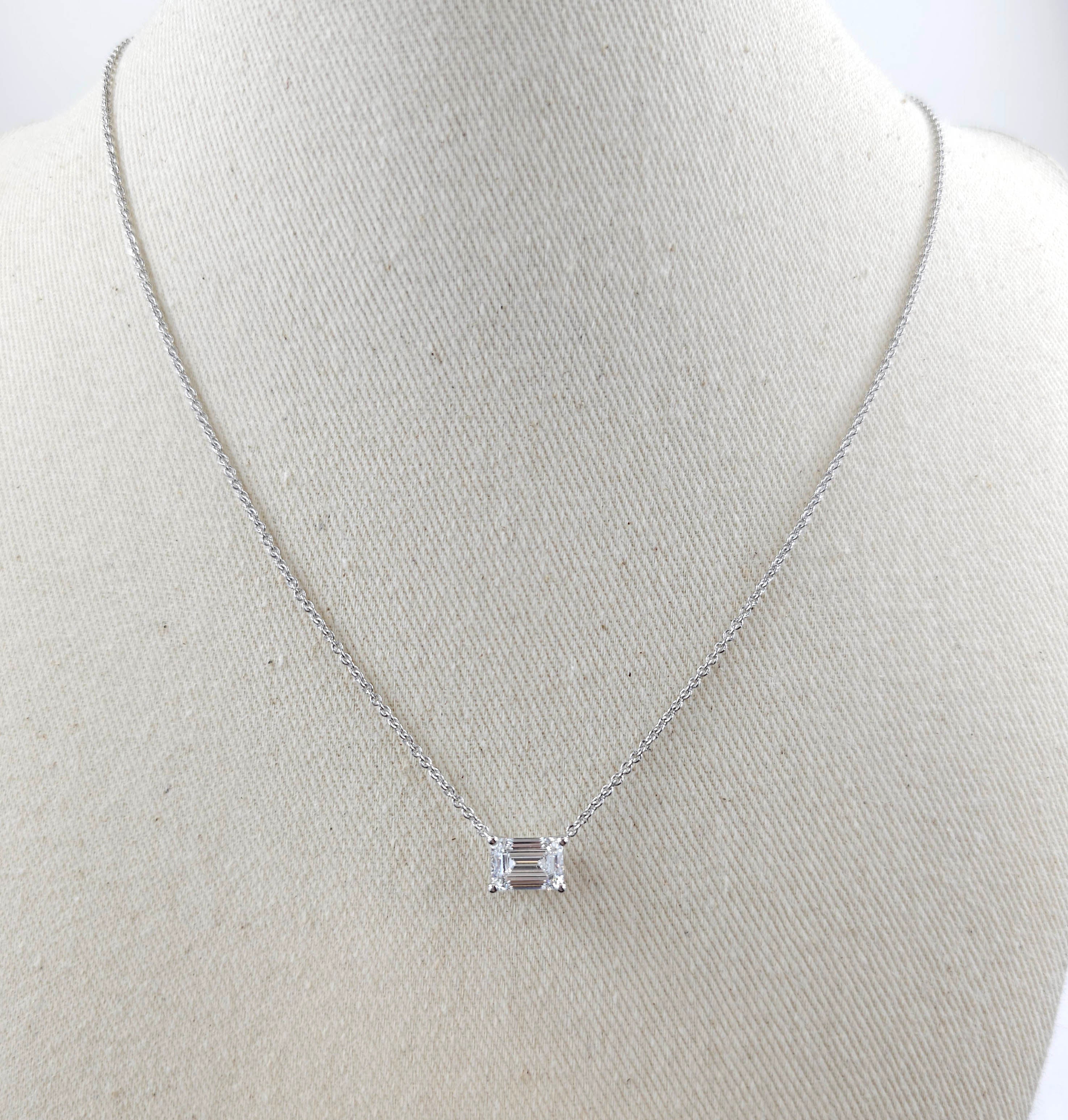 Hammerton's 145 9ct White Gold 1.45ct Emerald-Shape Lab-Grown Diamond Anchored Pendant