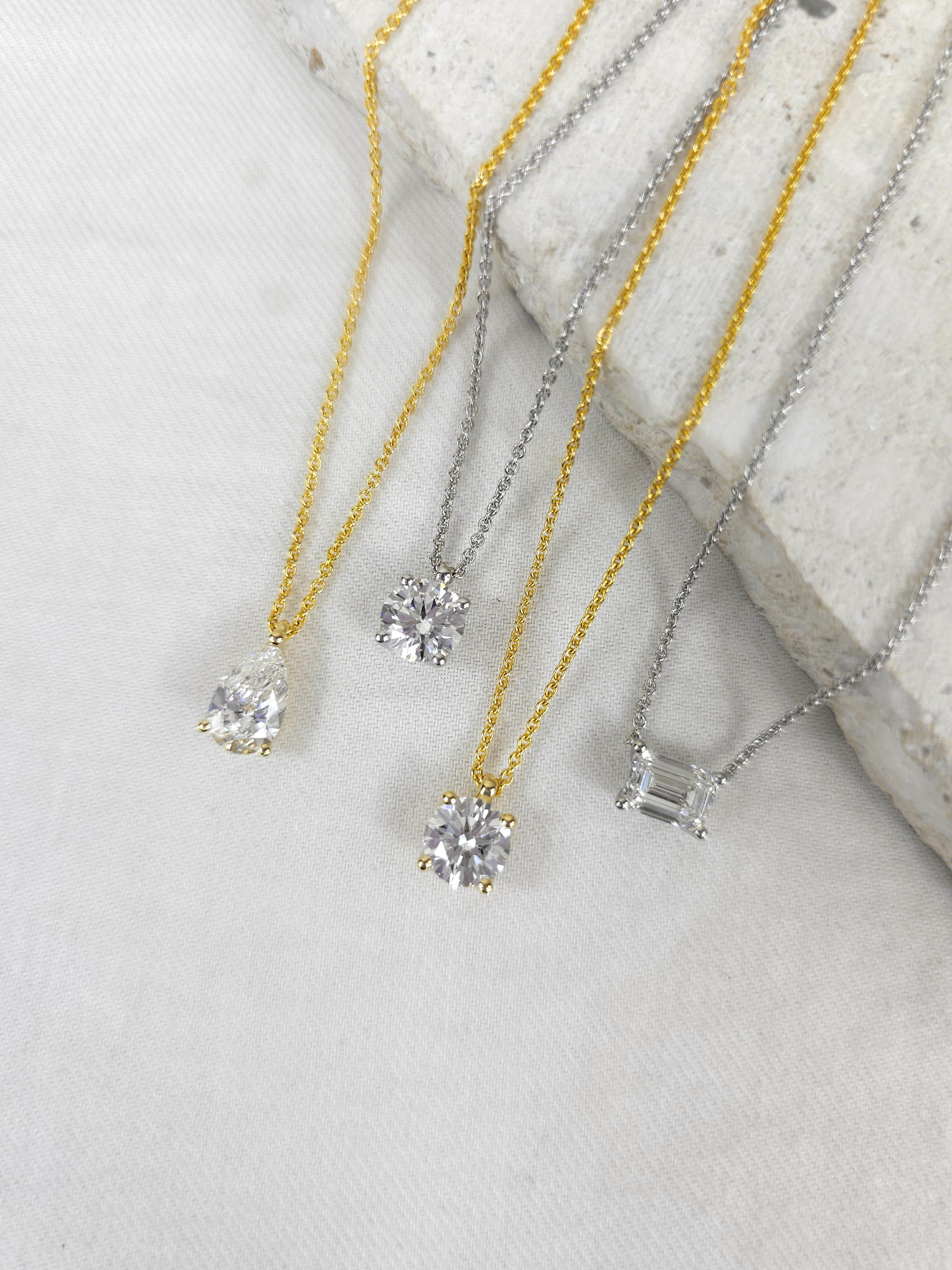 Hammerton's 145 9ct White Gold 1.45ct Emerald-Shape Lab-Grown Diamond Anchored Pendant