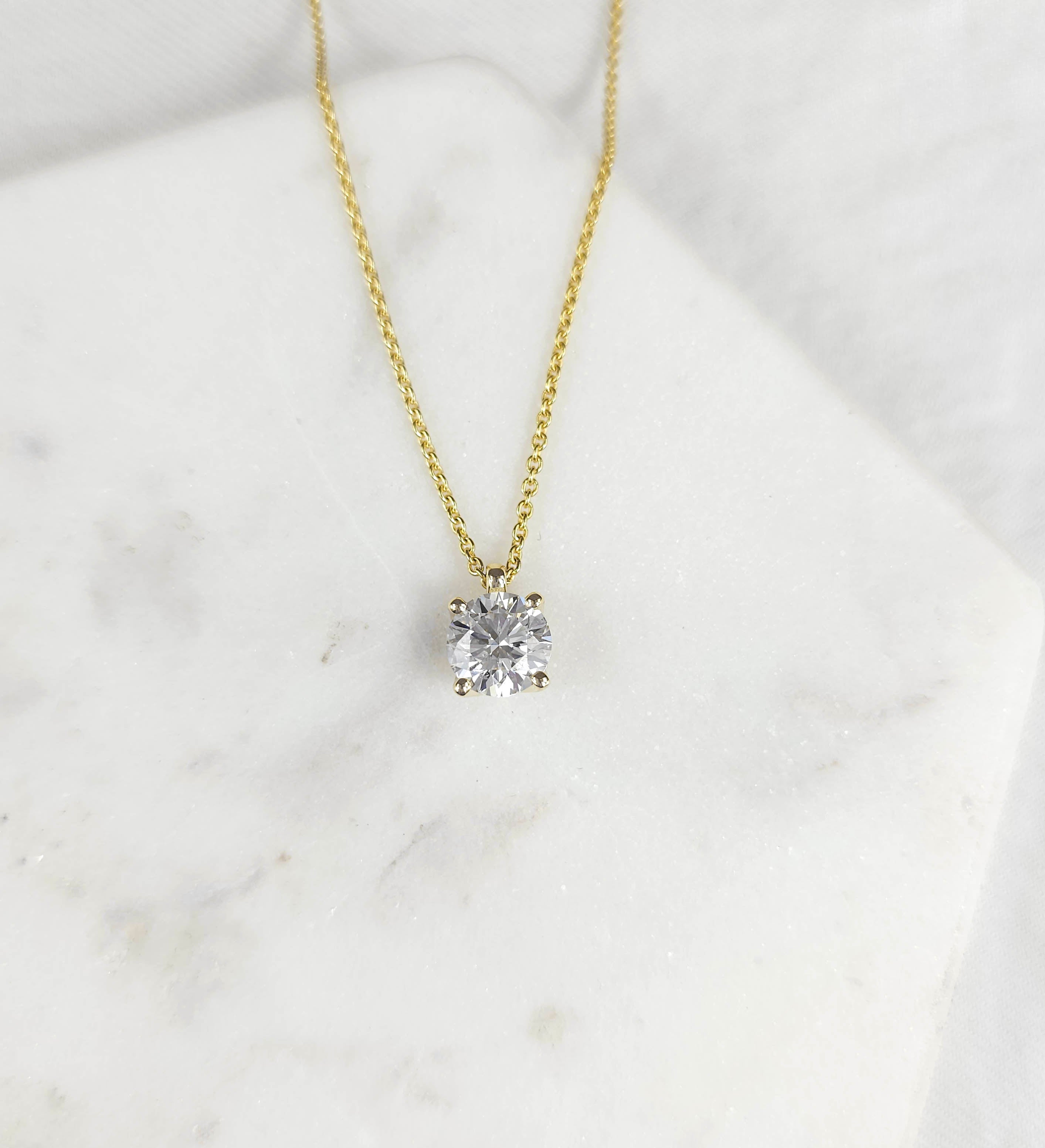 Hammerton's 145 9ct Yellow Gold 1.45ct Round Brilliant Cut Lab-Grown Diamond Slider Pendant