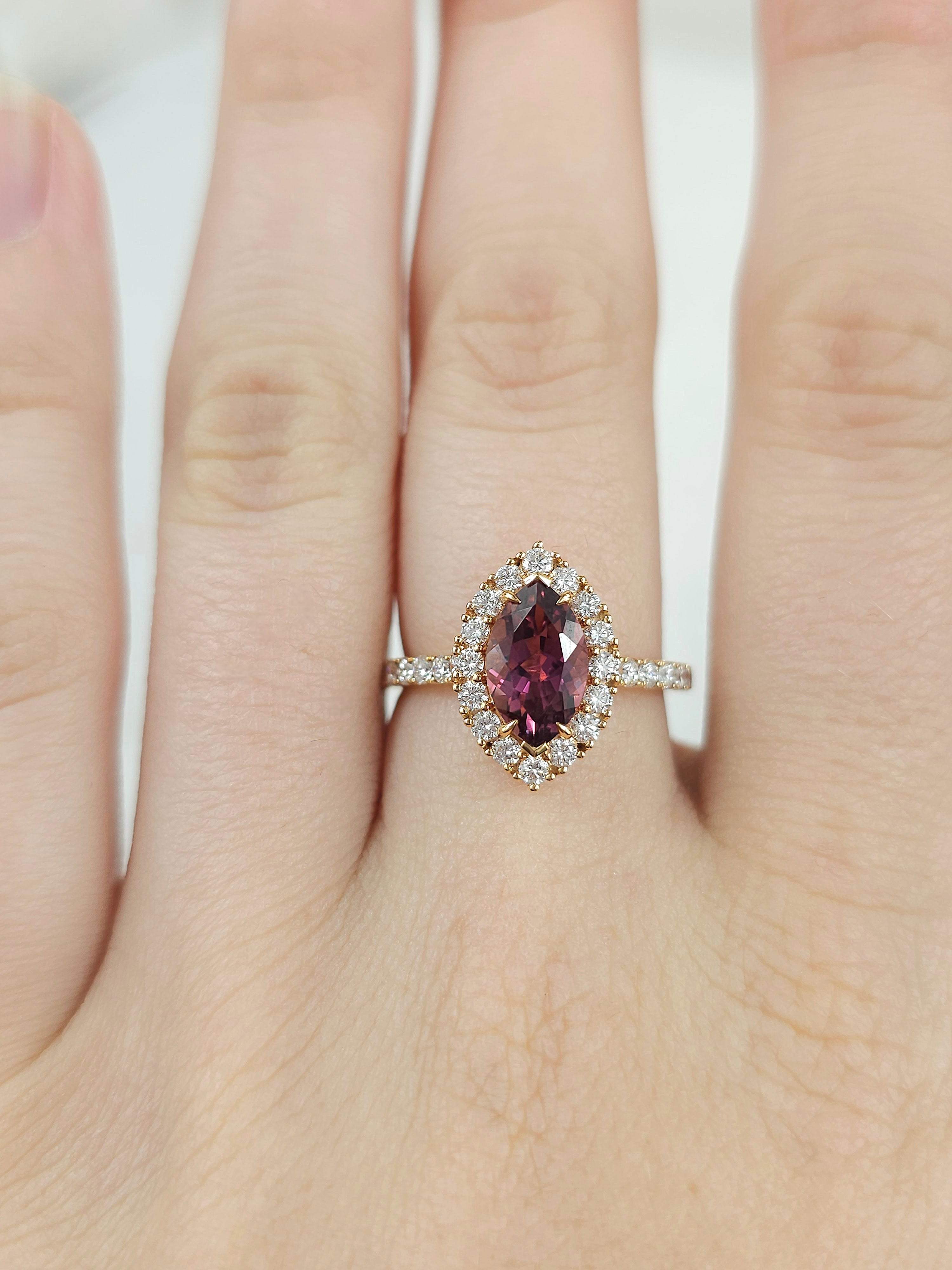 18ct Rose Gold Pink Tourmaline & Diamond Ring, 1.33ct centre