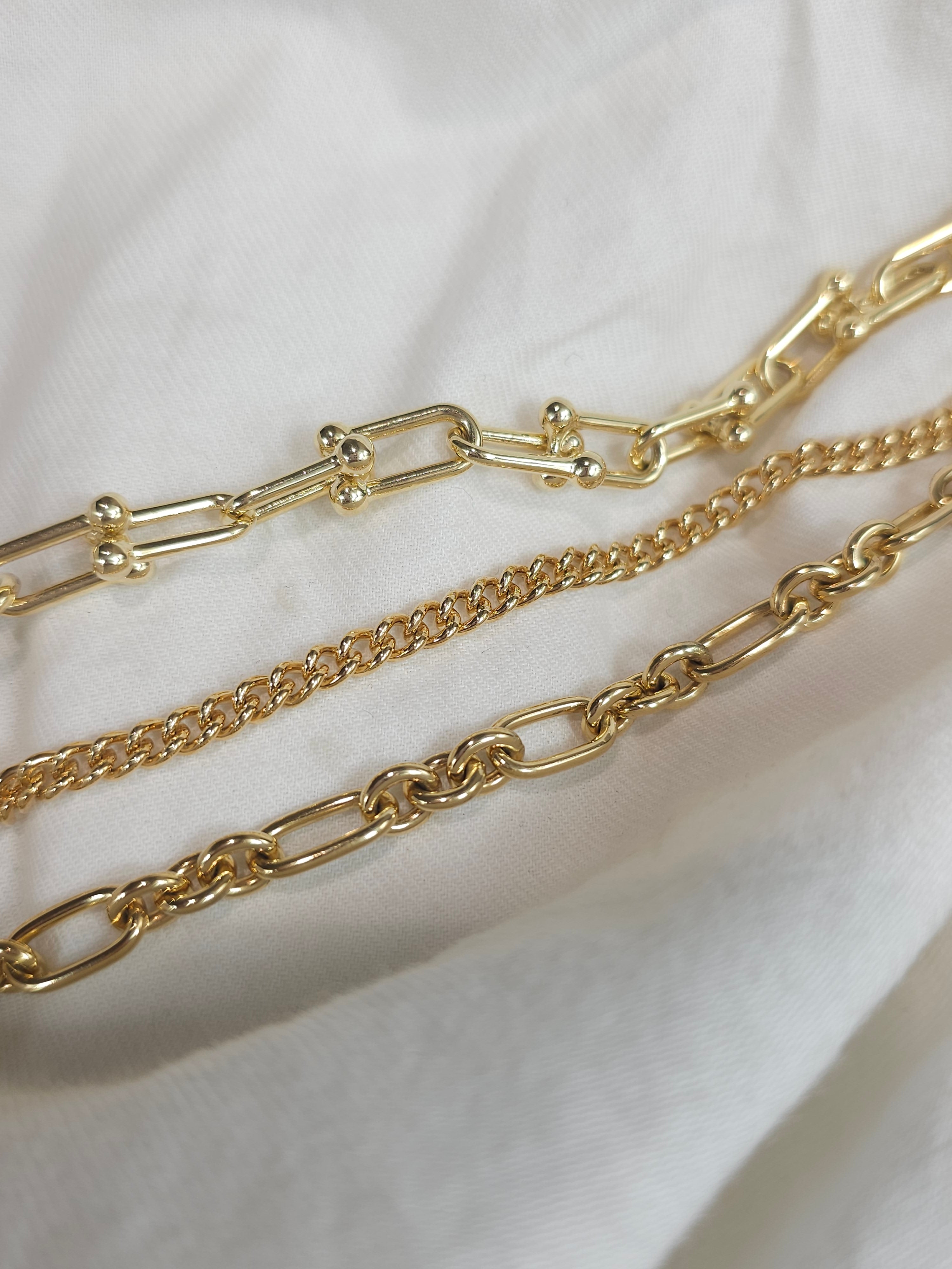 9ct Yellow Gold Silver filled 3 to 1 cable bracelet, 19cm