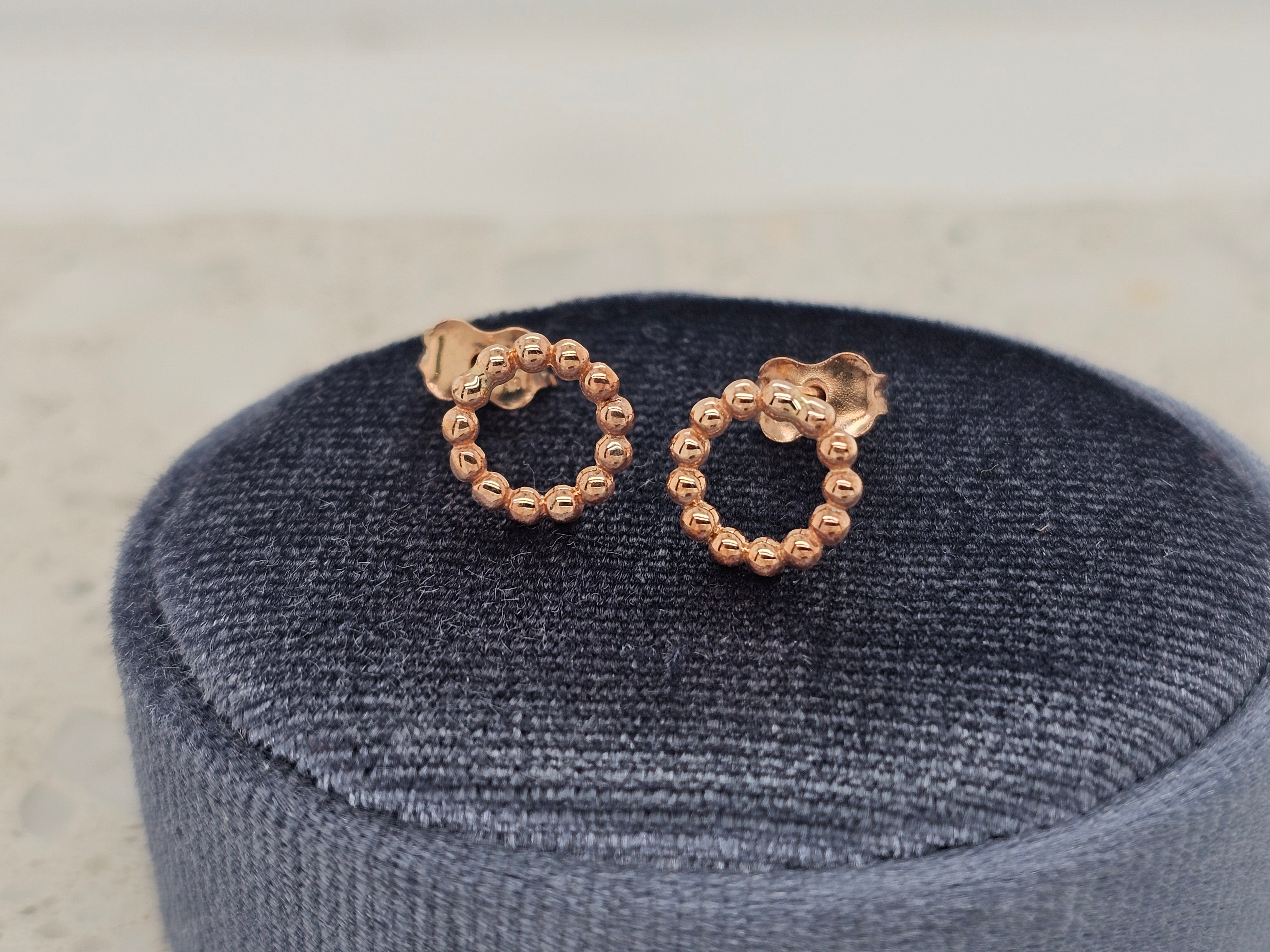 9ct Rose Gold Beaded circle stud