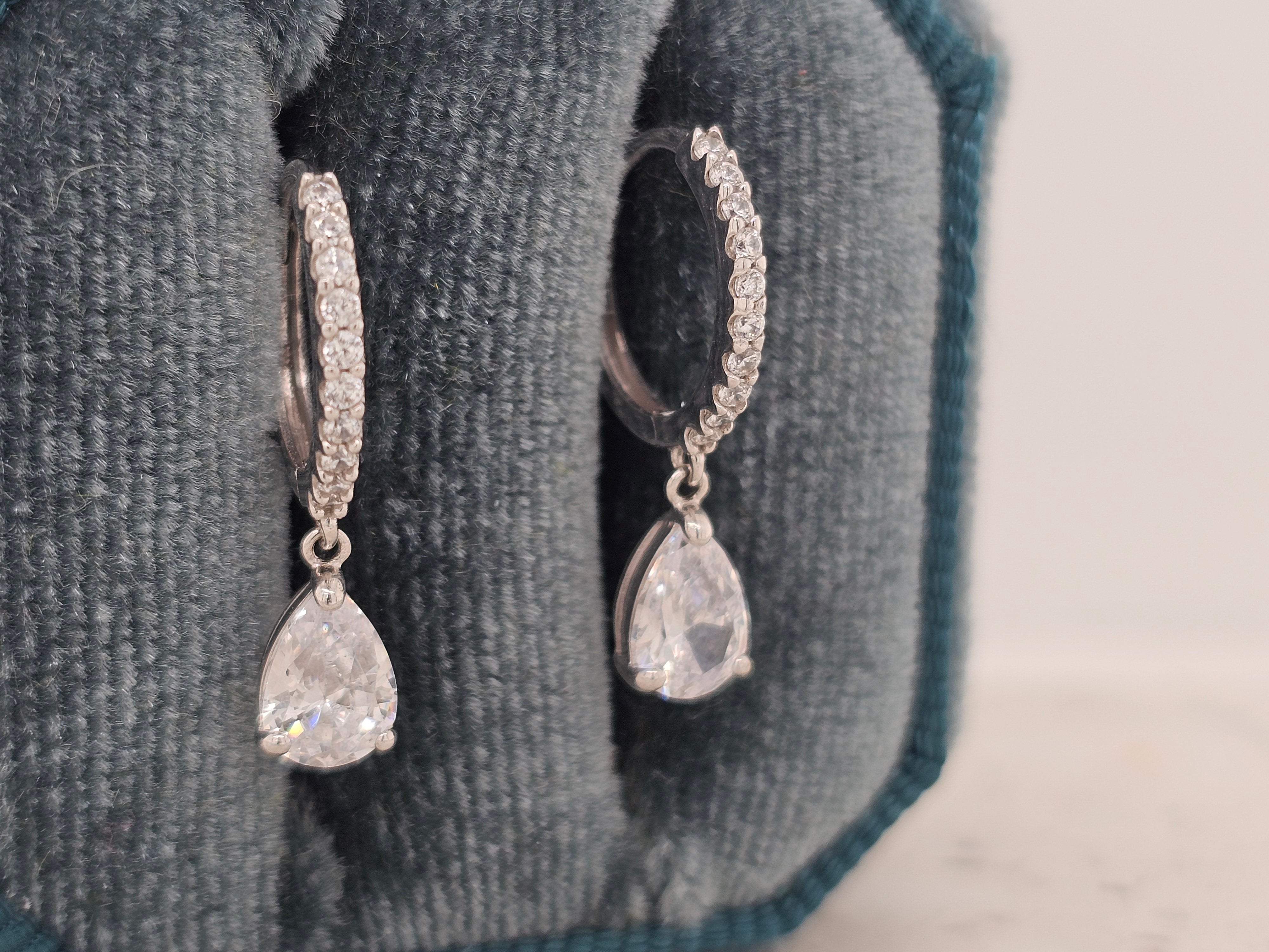 9ct White Gold 10mm Cubic Zirconia Huggie Earrings