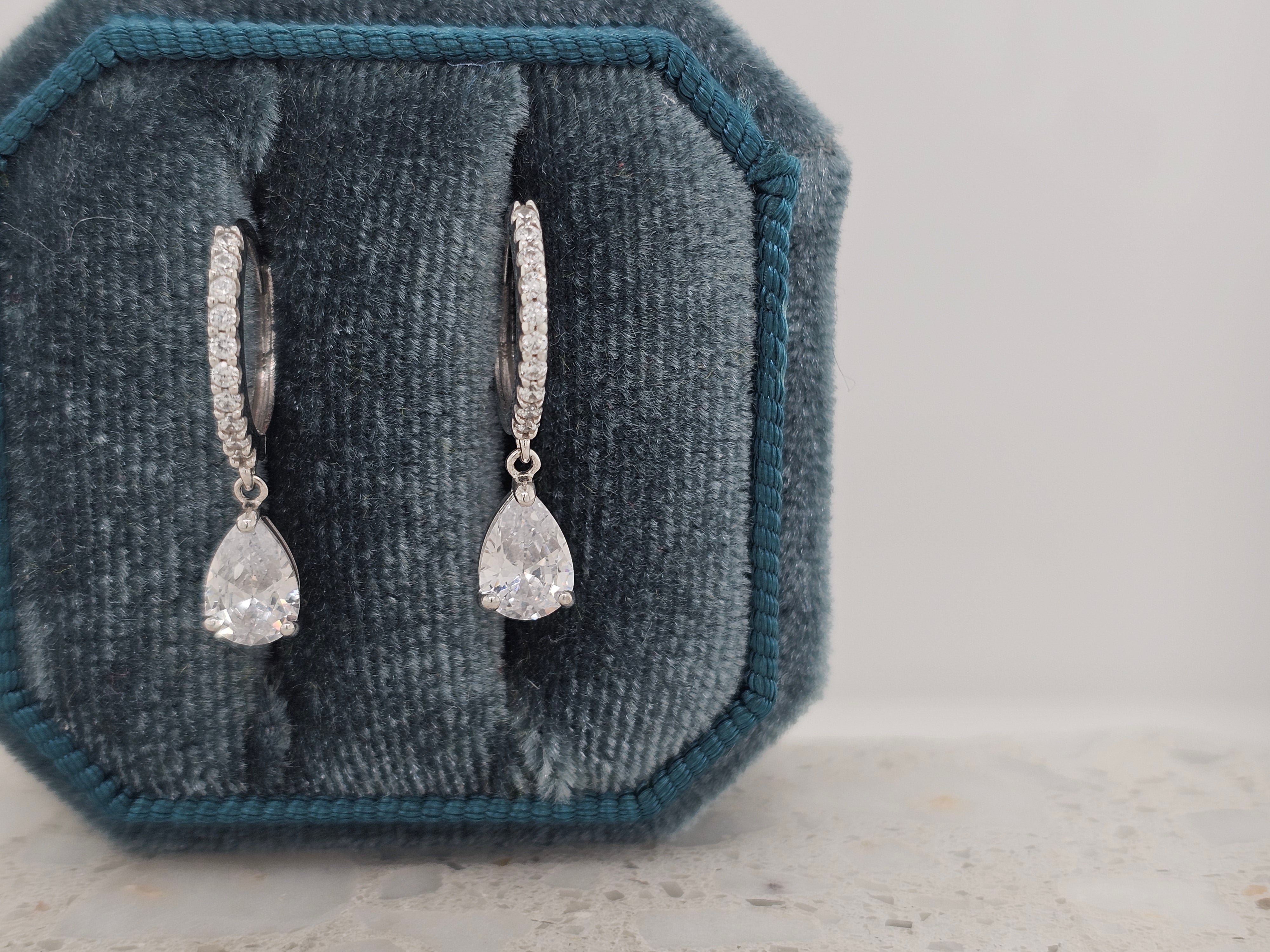 9ct White Gold 10mm Cubic Zirconia Huggie Earrings