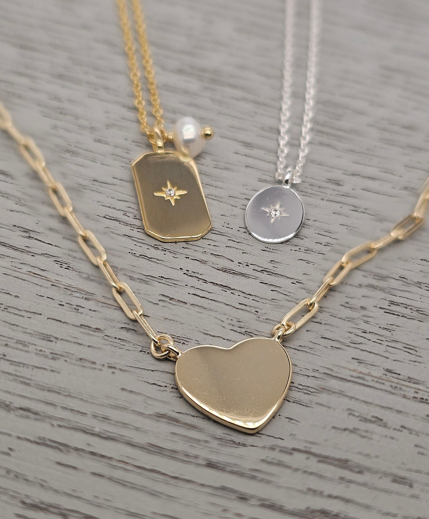 Customizable Rectangular Disc + Pearl Necklet