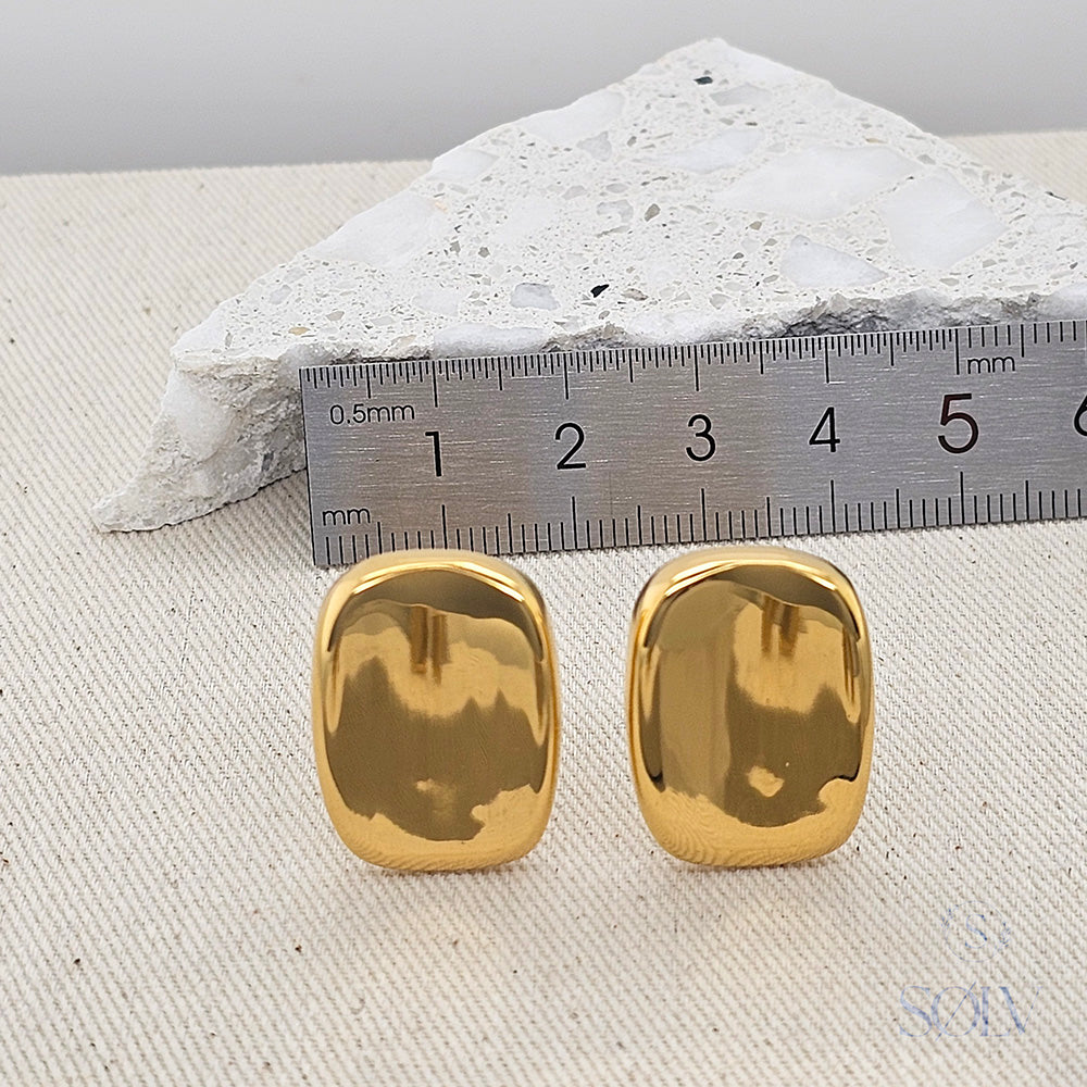 Solv Stainless Steel Gold Plated Rectangle Stud Earrings