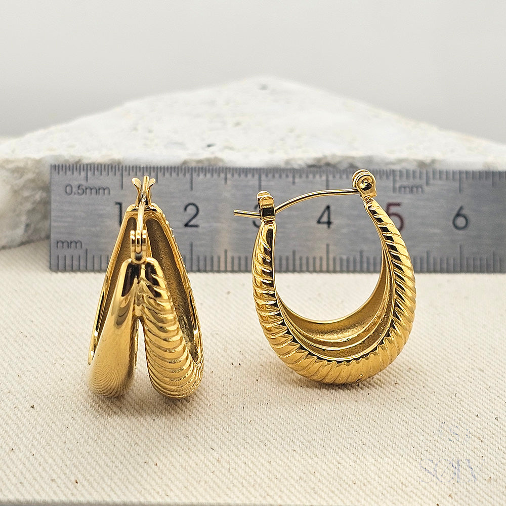 Solv Stainless Steel Double Oblong Hoop Earrings