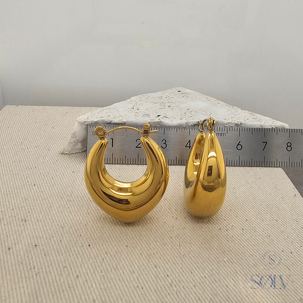 Solv Stainless Steel Gold Plated Tapered Hoop Earrings