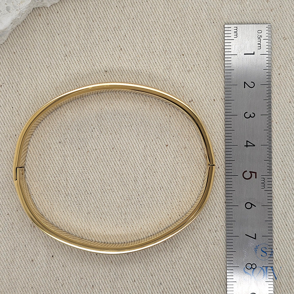 Solv Stainless Steel Gold Plated Flat Hinge Bangle, 60mm