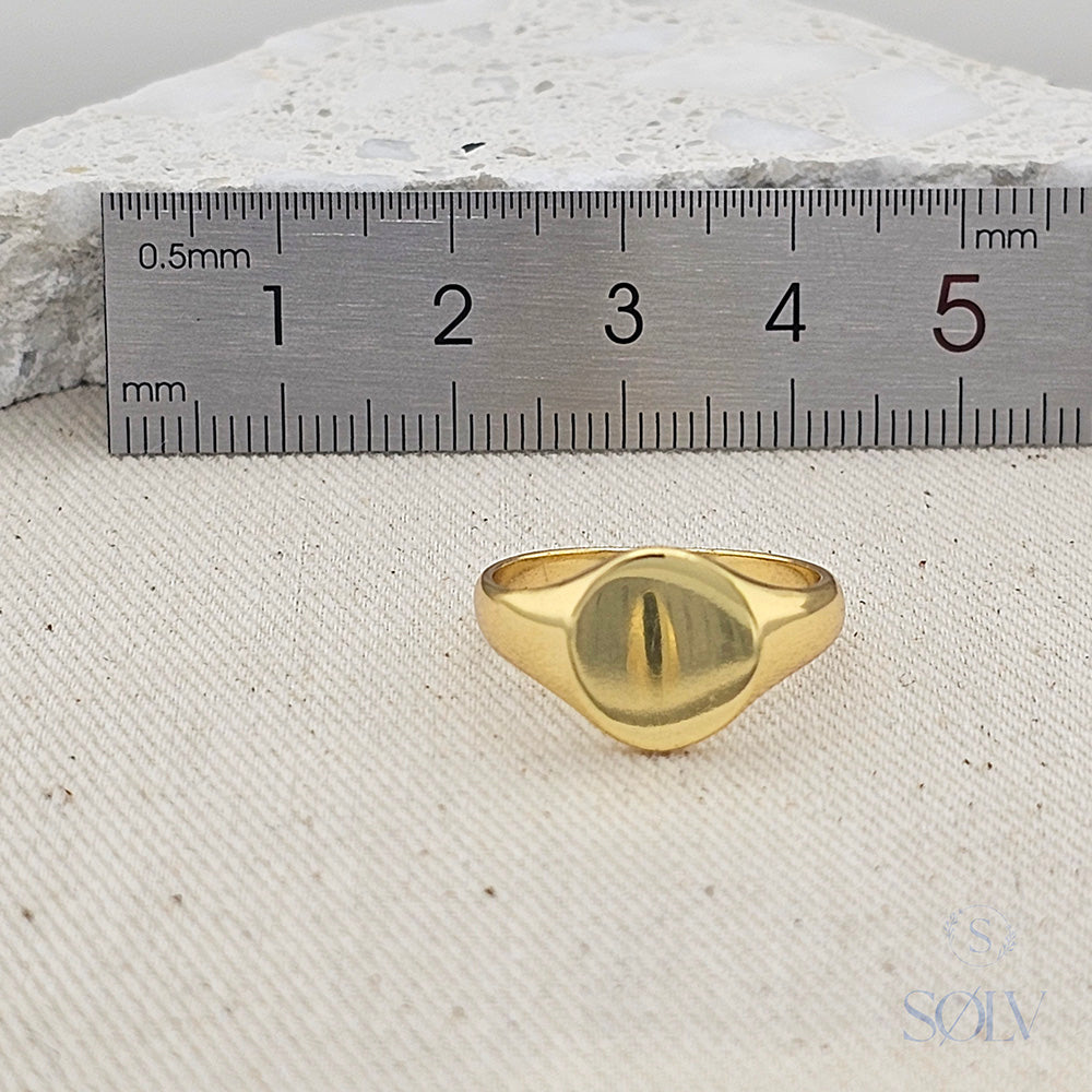 Solv Sterling Silver Gold Plated Signet Ring, Size L