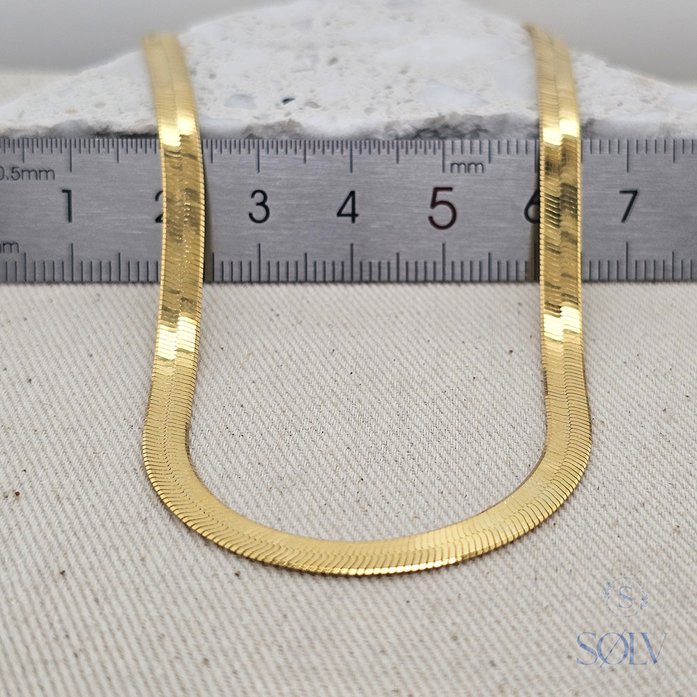 Solv Sterling Silver Gold Plated Herringbone Chain, 42cm