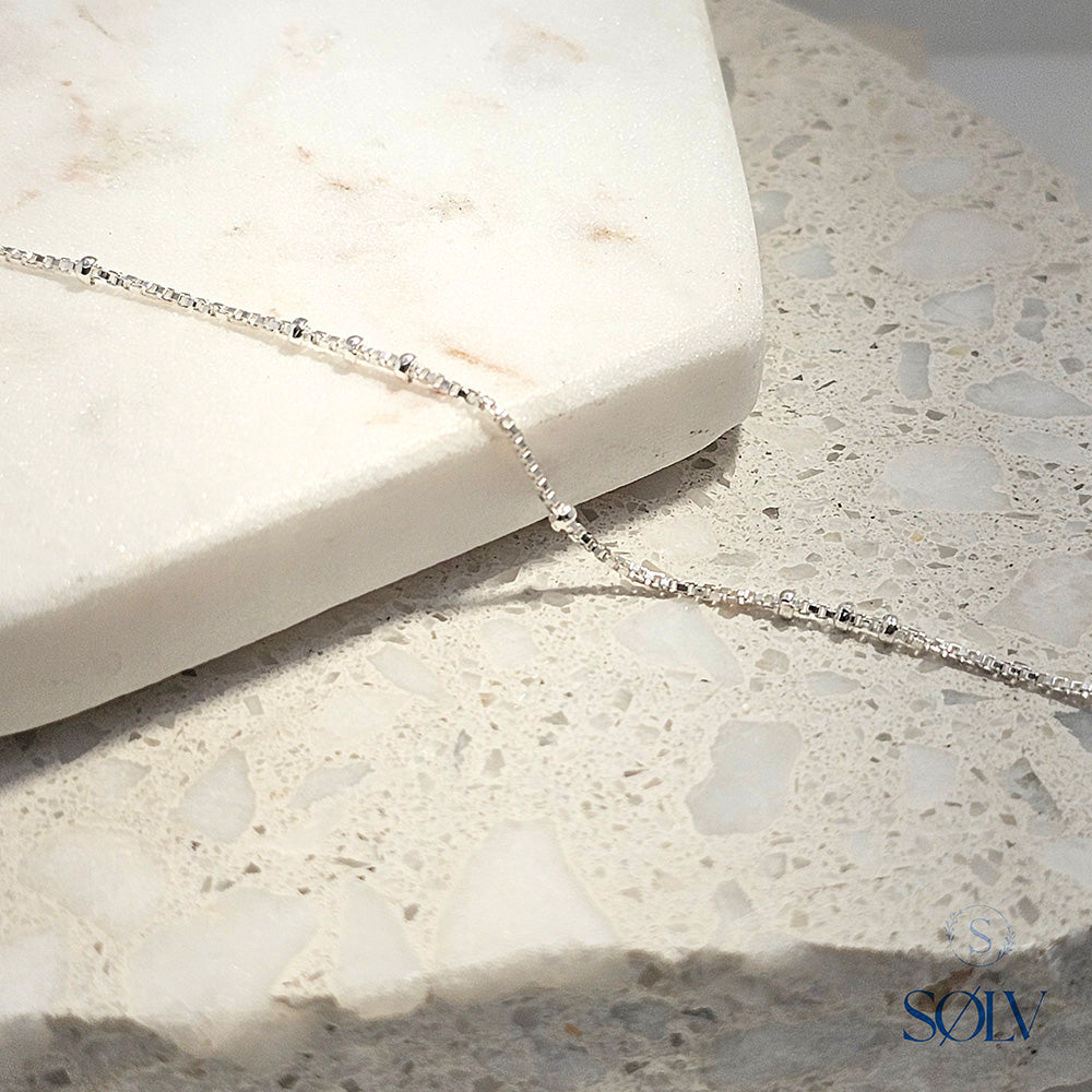 Solv Sterling Silver Box Chain Anklet