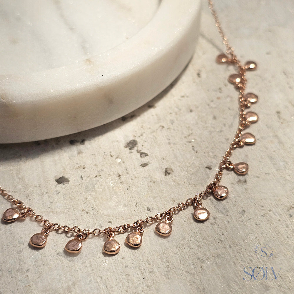 Solv Sterling Silver Gold Plated Hanging Disc Necklet