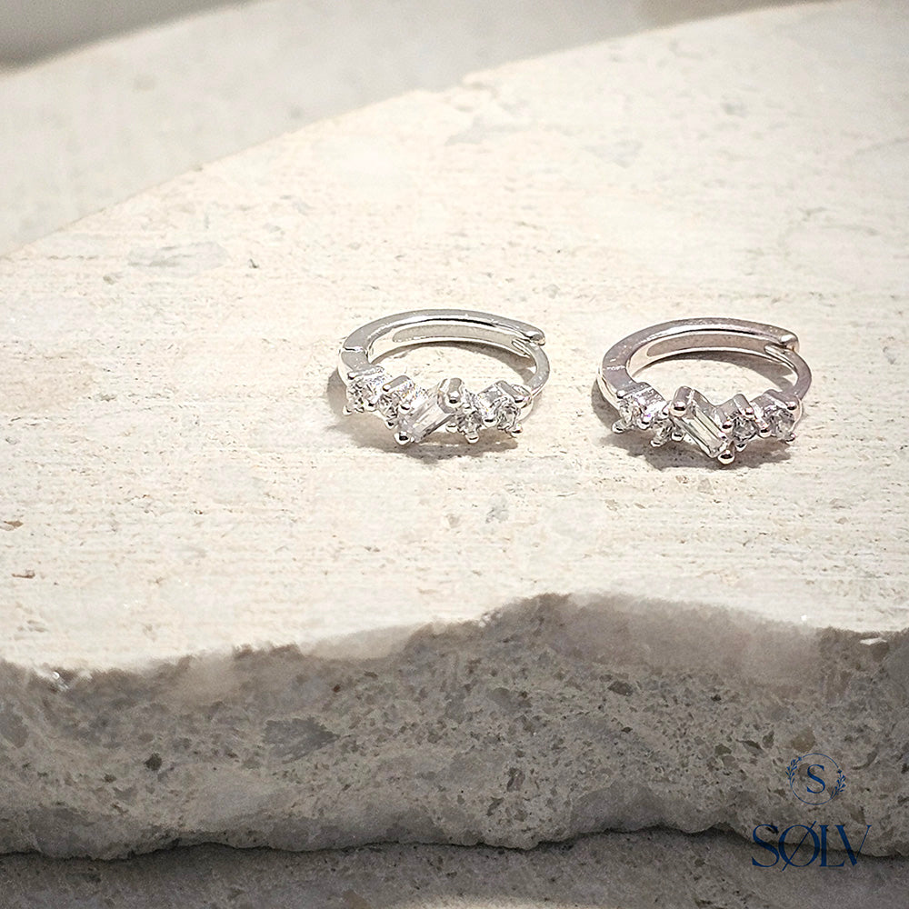 Solv Sterling Silver Cubic Zirconia Huggie Earrings