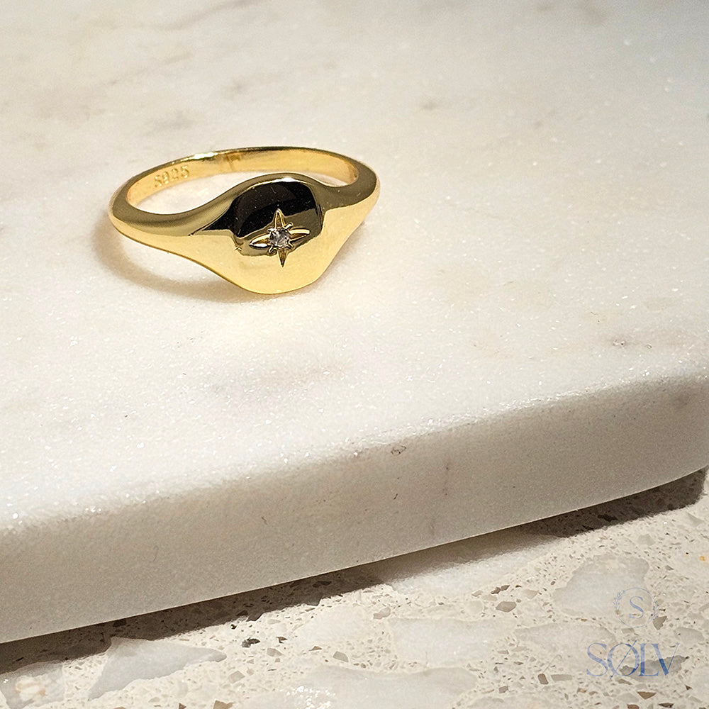 Solv Sterling Silver Signet with North Star