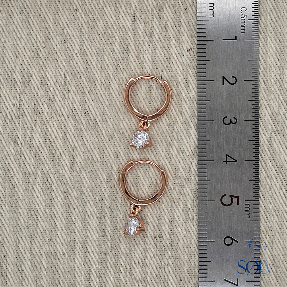 Solv Sterling Silver Gold Plated Cubic Zirconia Huggie Drop Earrings