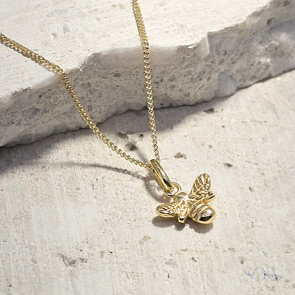 Solv Sterling Silver Gold Plated Bee Necklet