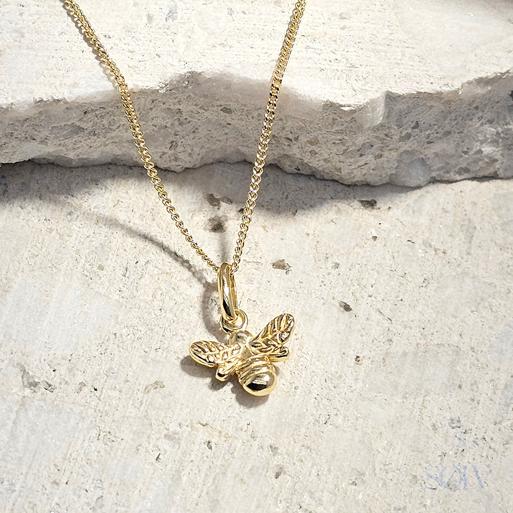 Solv Sterling Silver Gold Plated Bee Necklet