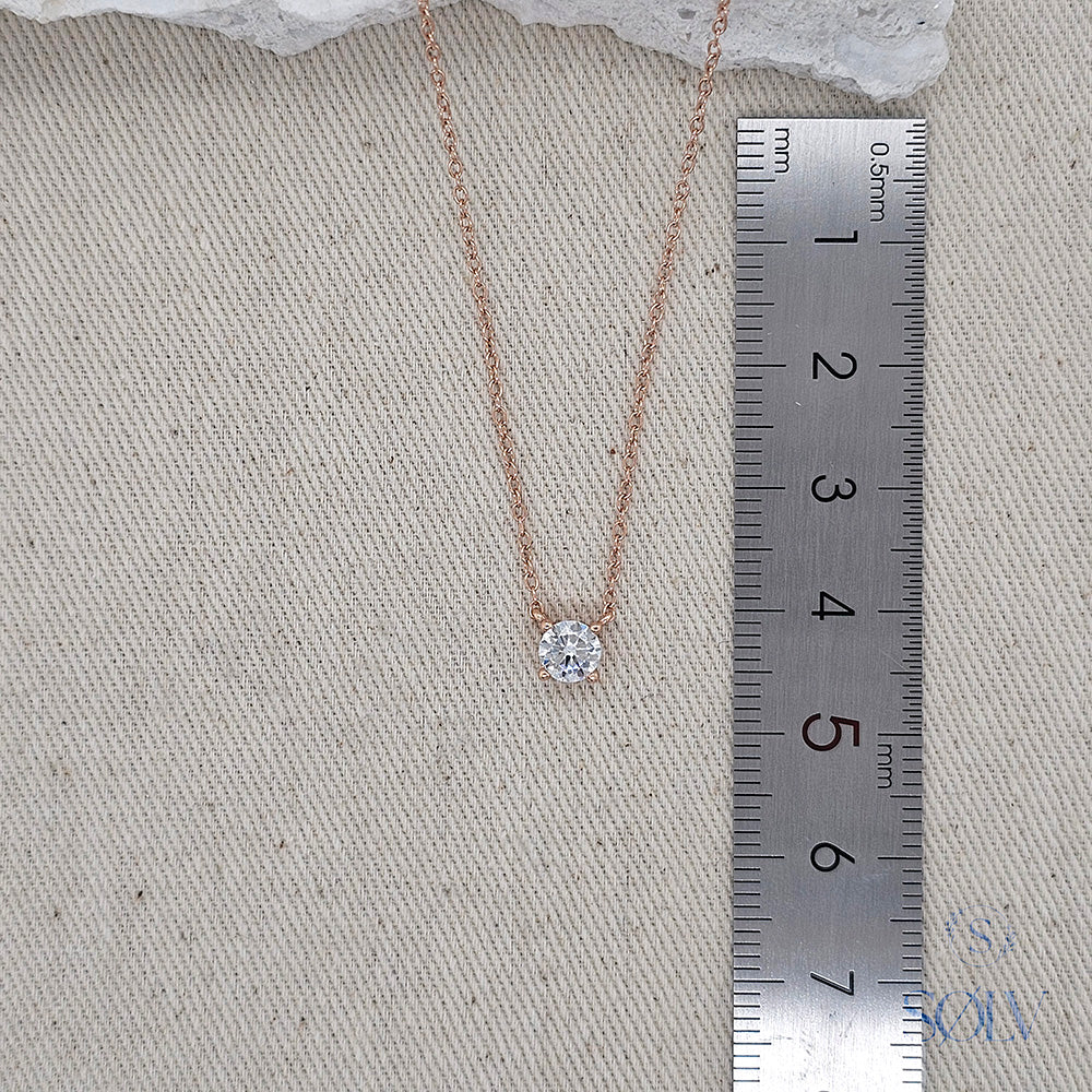 Solv Sterling Silver Gold Plated Round Cubic Zirconia Necklet