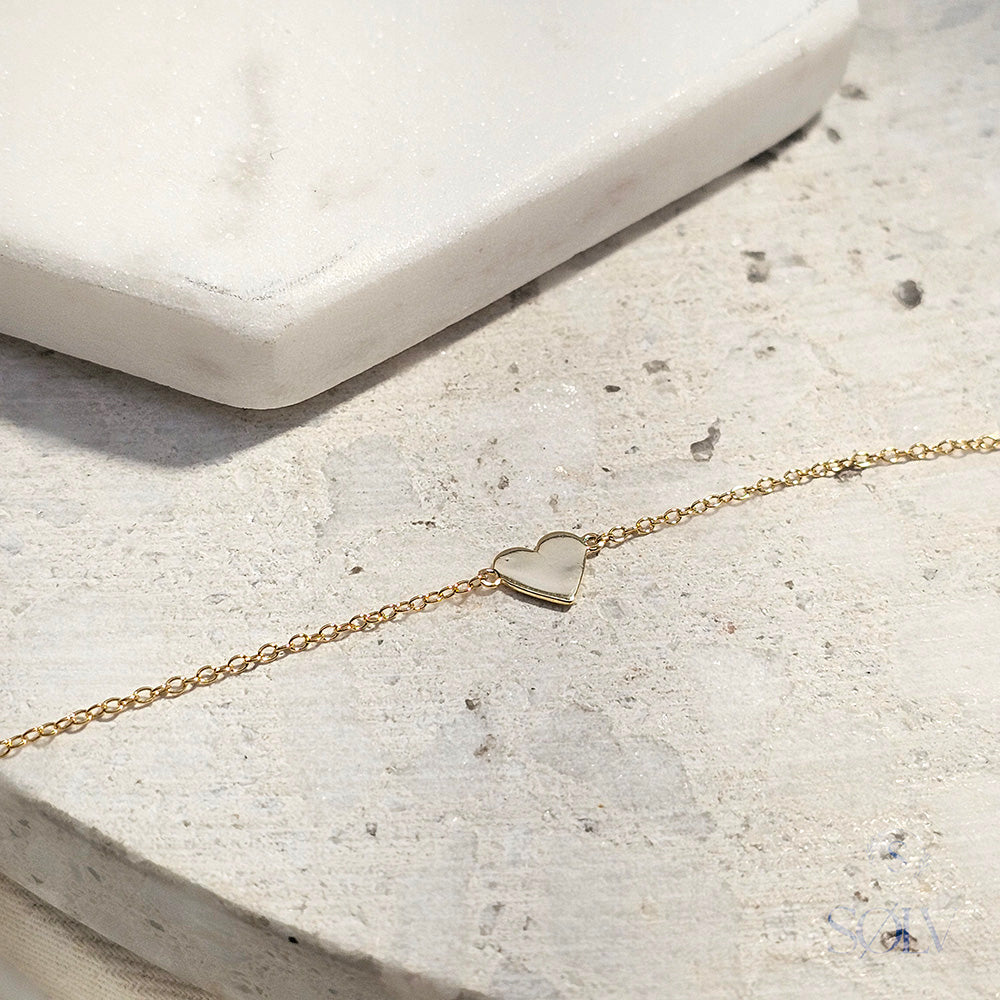 Solv Sterling Silver Gold Plated Heart Bracelet