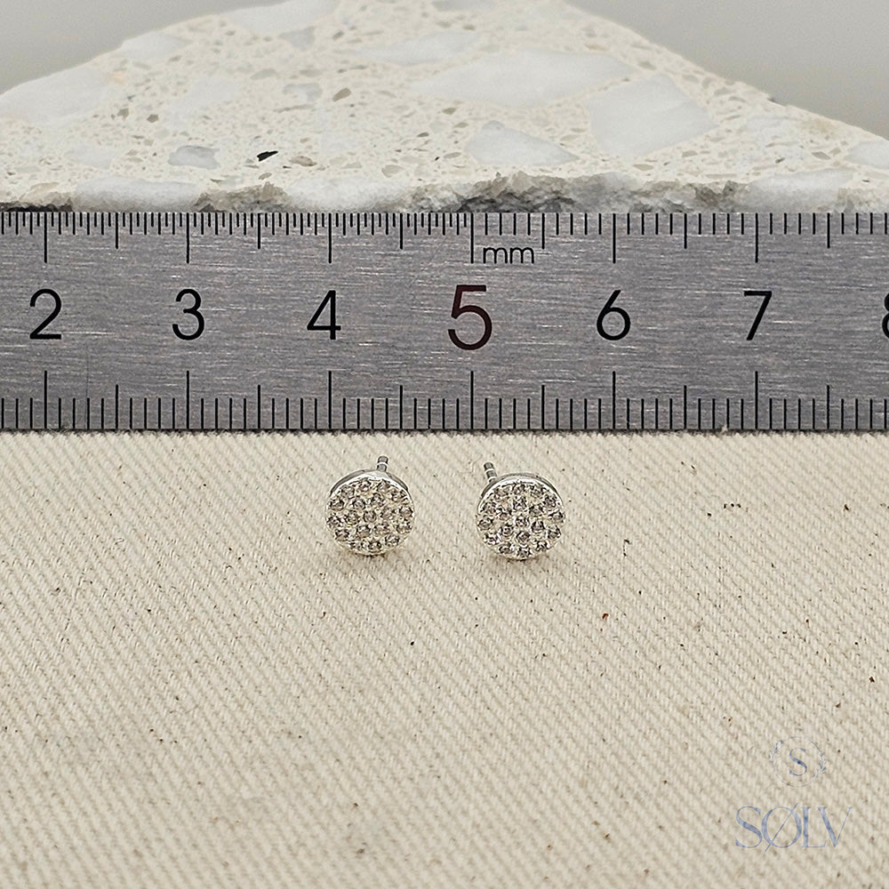 Solv Sterling Silver Cubic Zirconia Cluster Stud Earrings