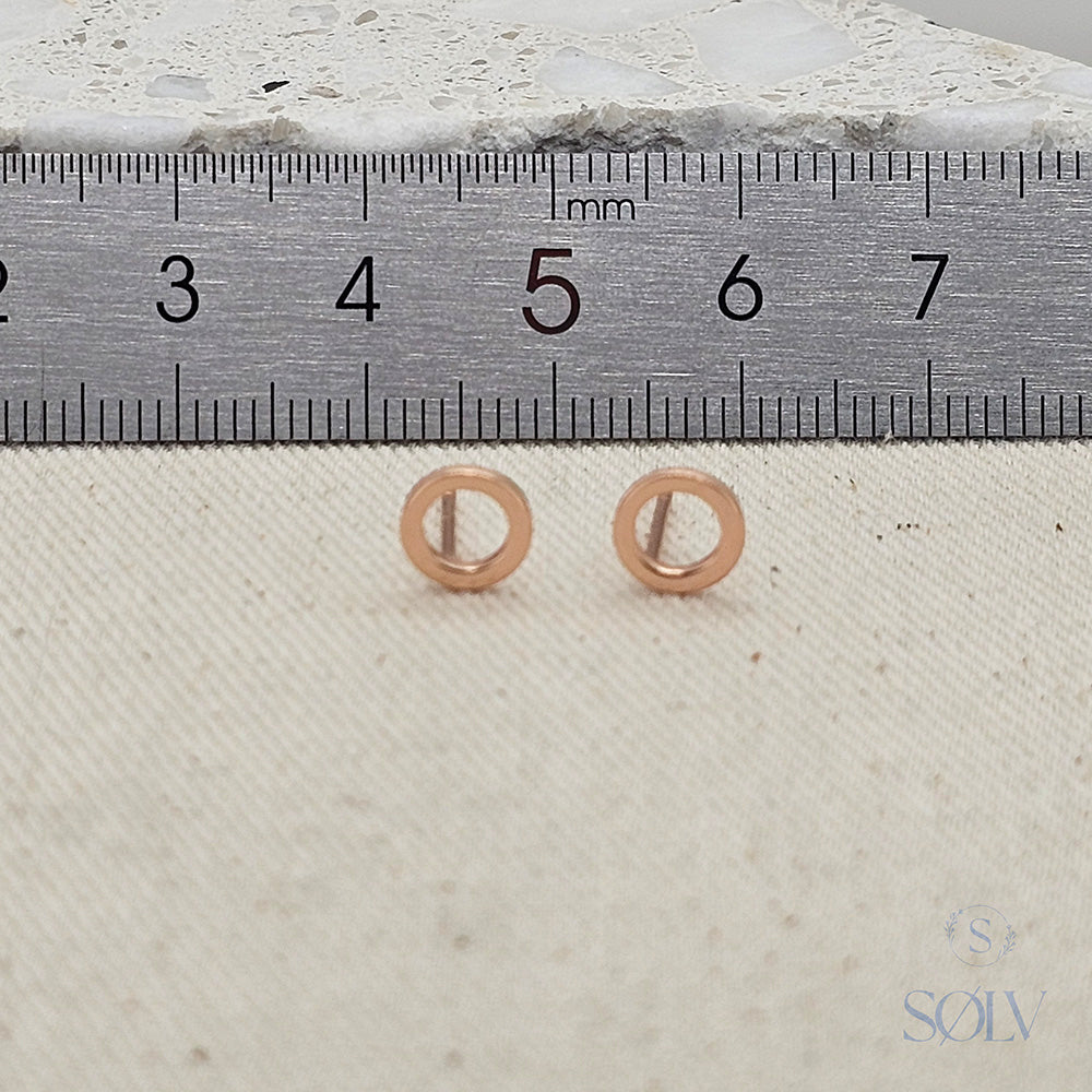 Solv Sterling Silver Gold Plated Open Circle Stud Earrings