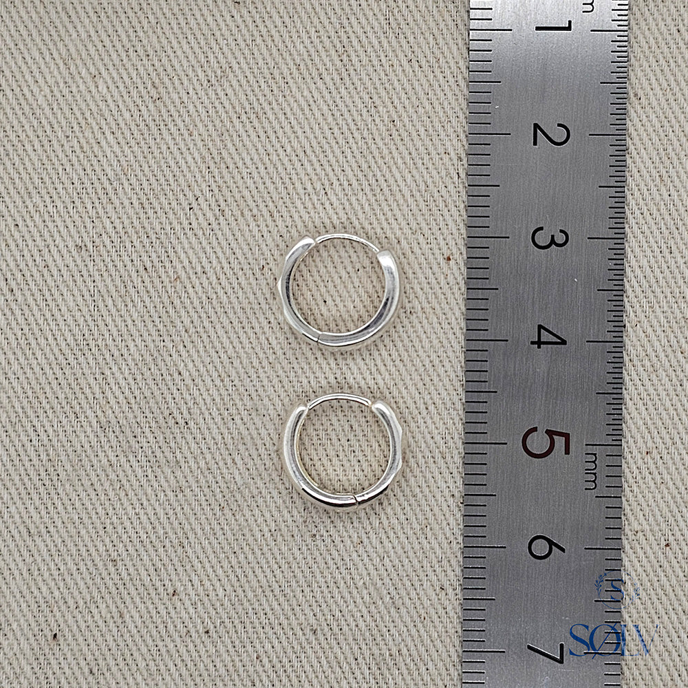 Solv Sterling Silver Etched Huggie Earrings