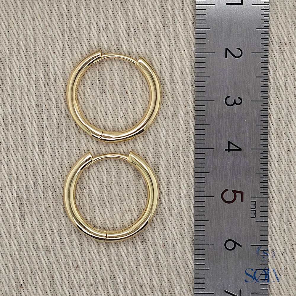 Solv Sterling Silver Gold Plated Huggie Earrings
