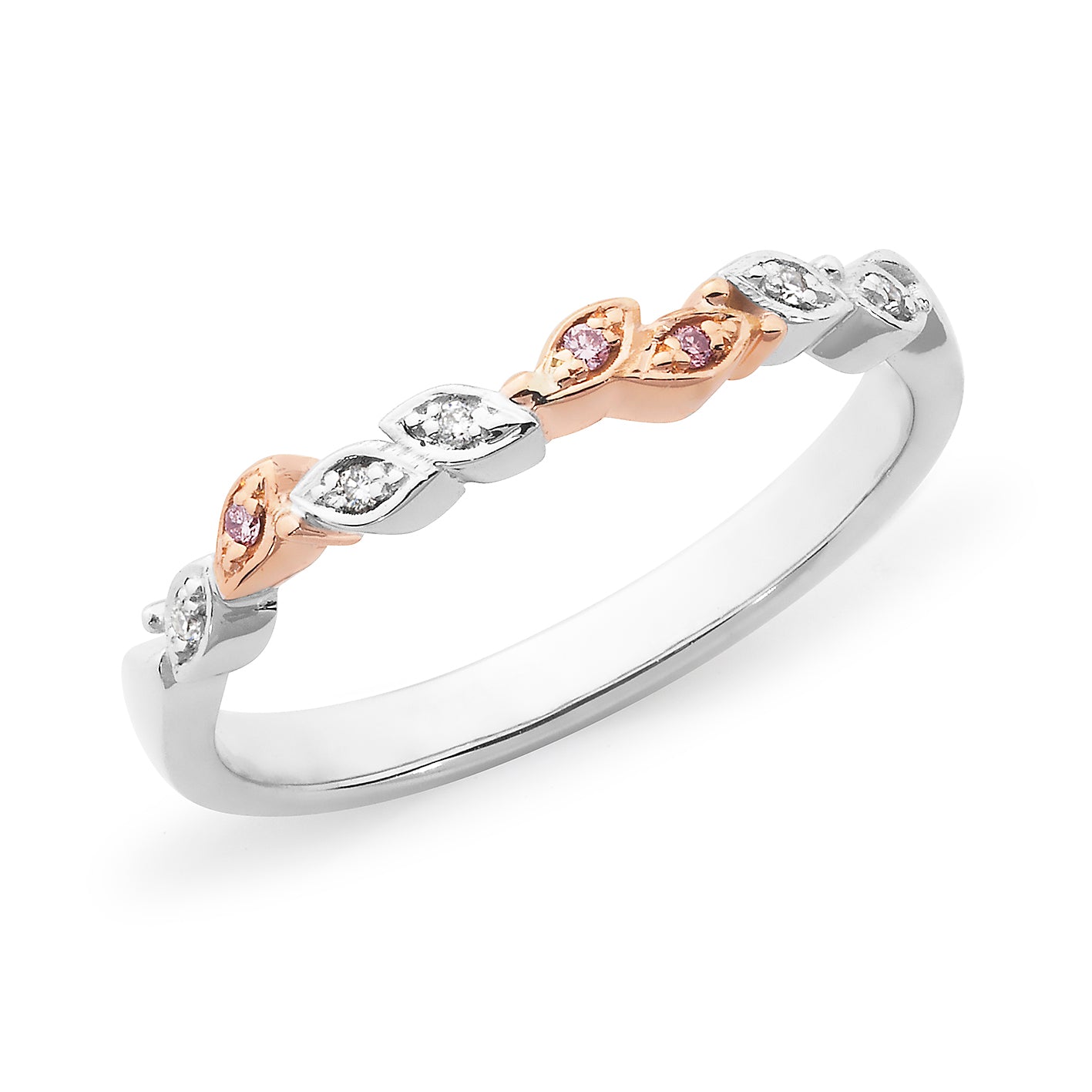 9ct Rose and White Gold Pink Diamond Ring, 0.04ct Total