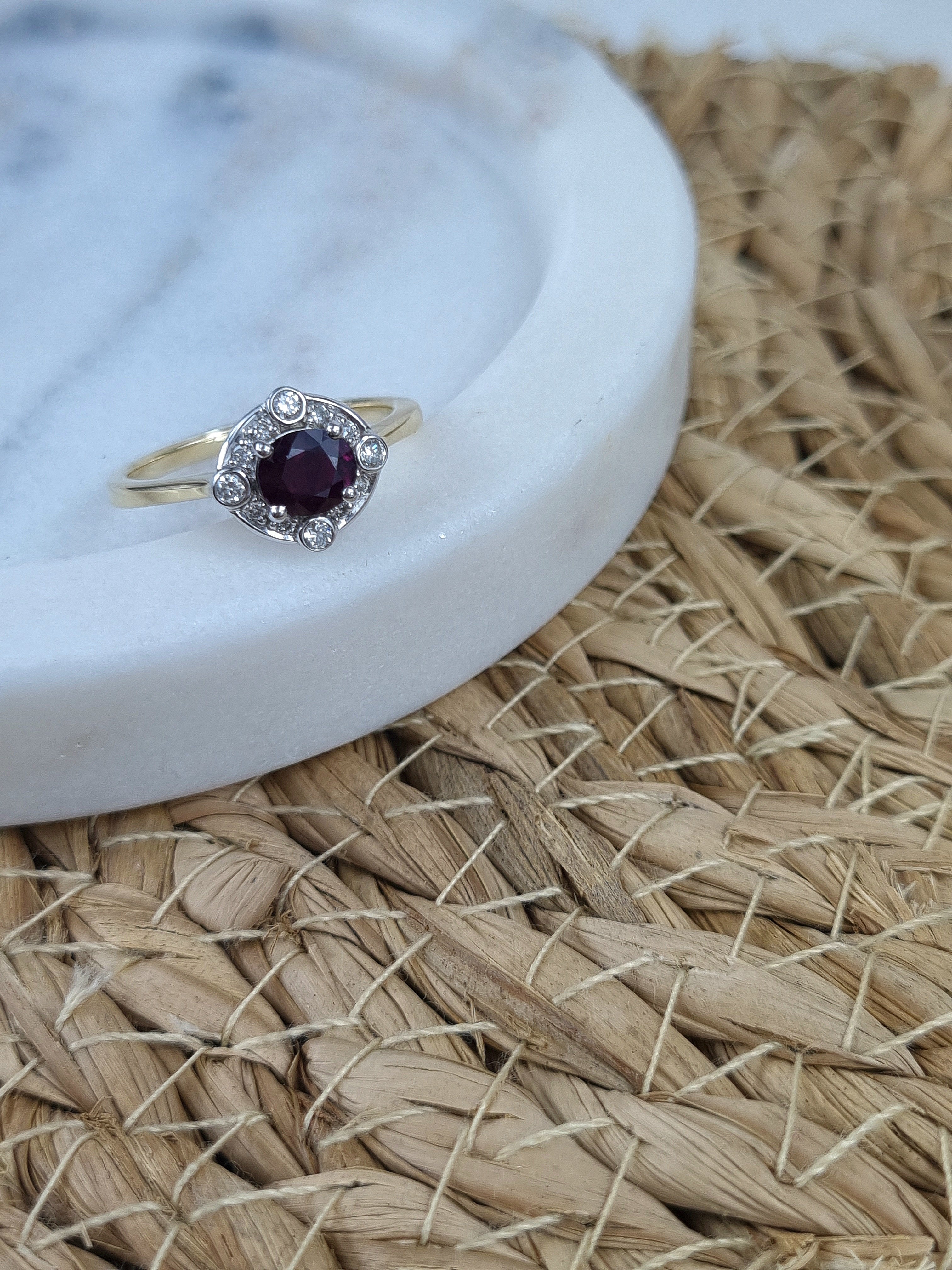 9ct Yellow and White Gold Ruby and Diamond ring