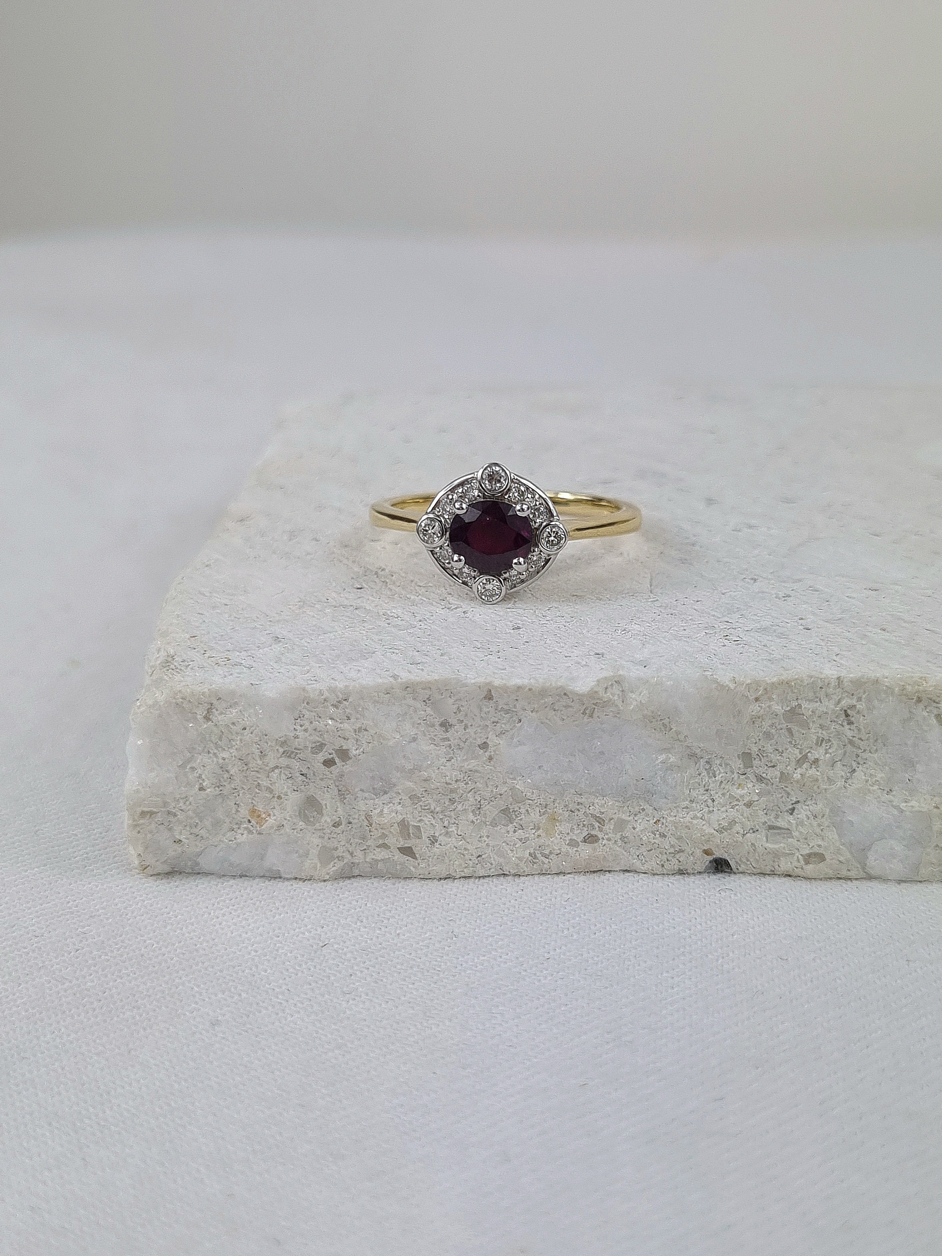 9ct Yellow and White Gold Ruby and Diamond ring