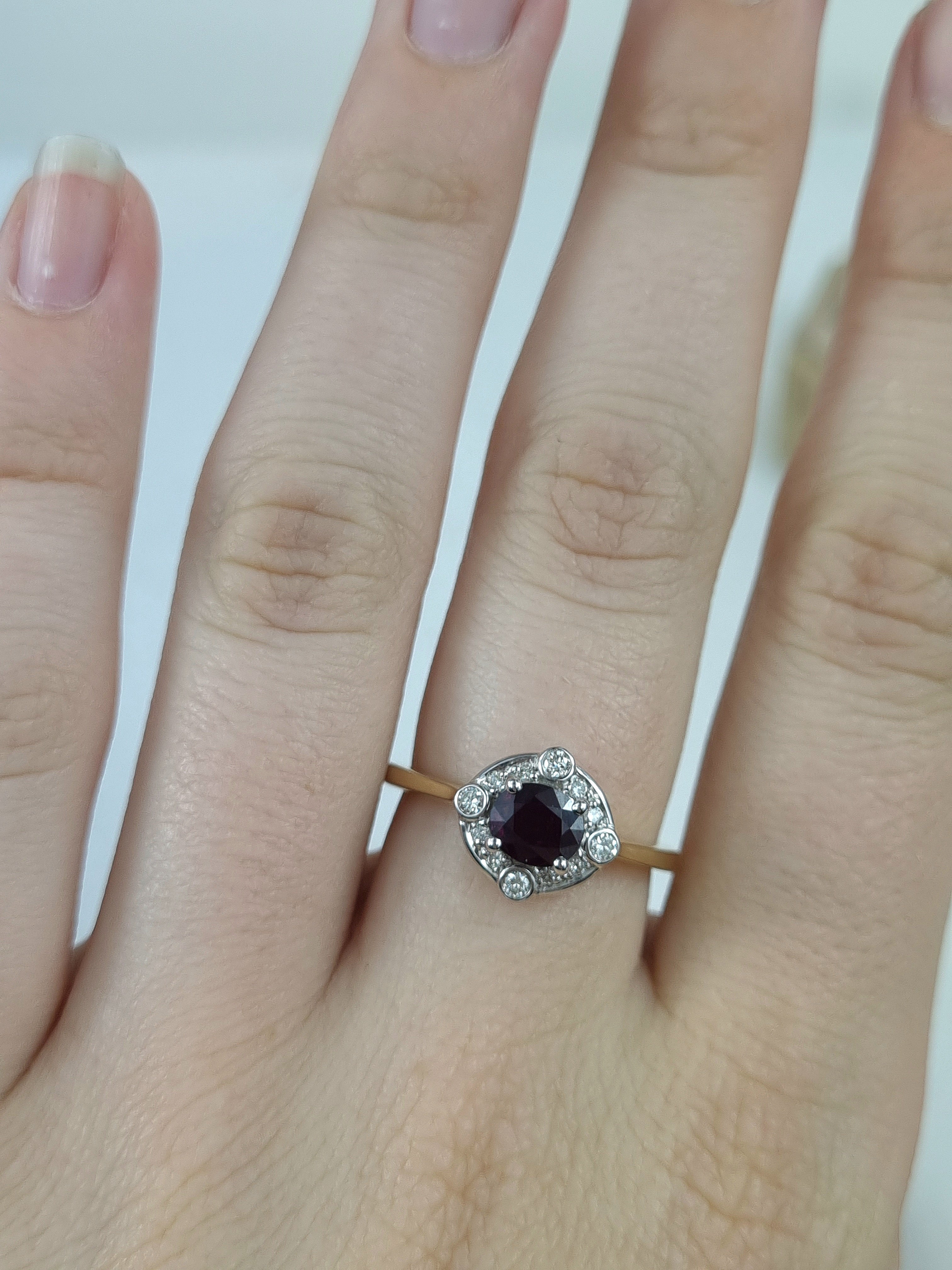 9ct Yellow and White Gold Ruby and Diamond ring