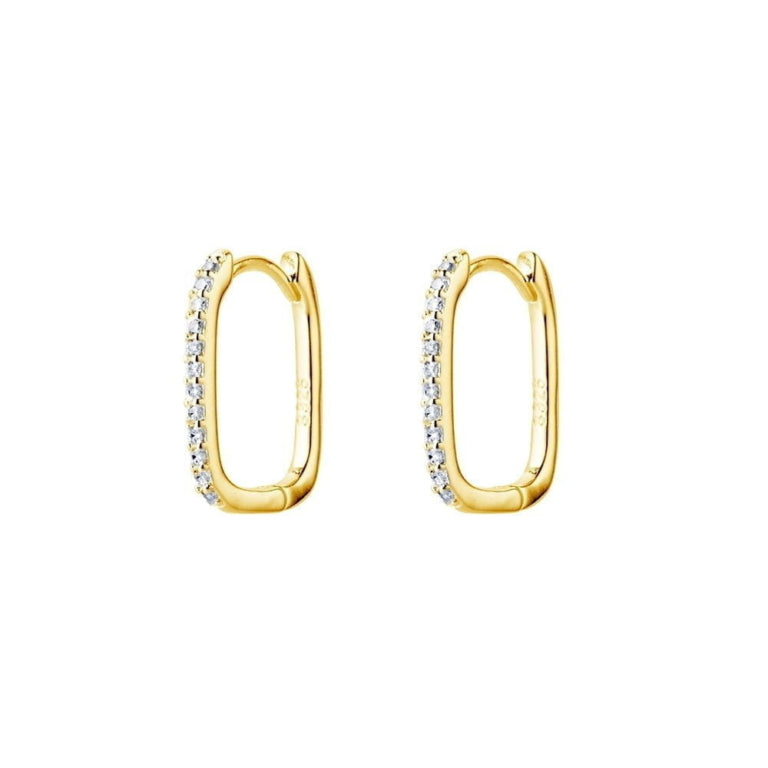Sterling Silver Gold Plated Cubic Zirconia Huggie Earrings