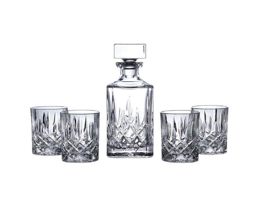 Royal Doulton Crystal Square Decanter, 5 piece