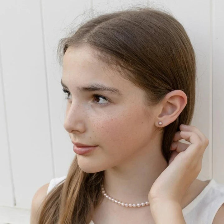 Sterling Silver 3mm Pink Freshwater Pearl stud earrings